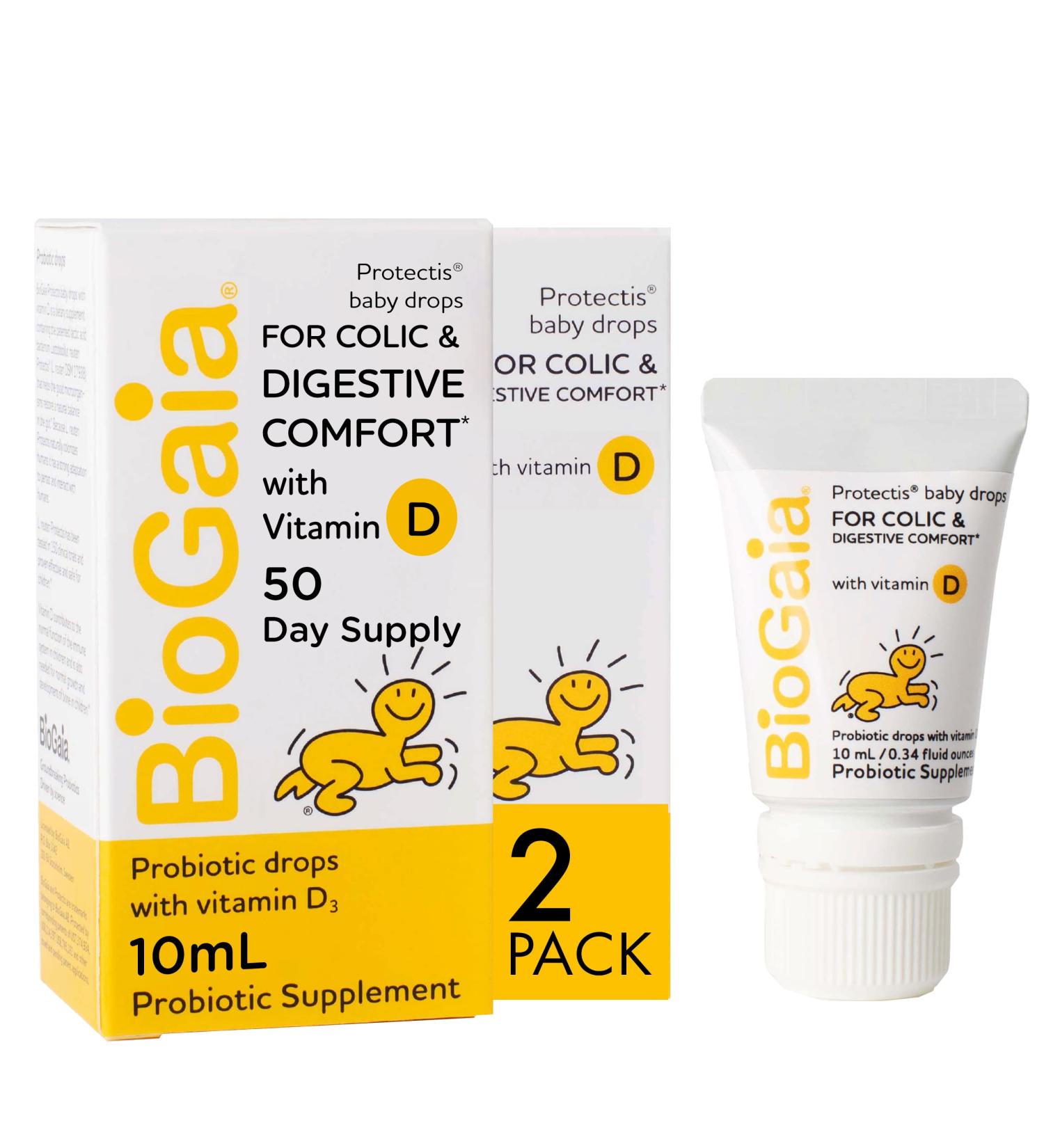 BioGaia Protectis Baby Probiotic Drops with Vitamin D - Colic, Spit-Up, Constipation Relief - 2 Pack 10ML - Buy Online on GoSupps.com