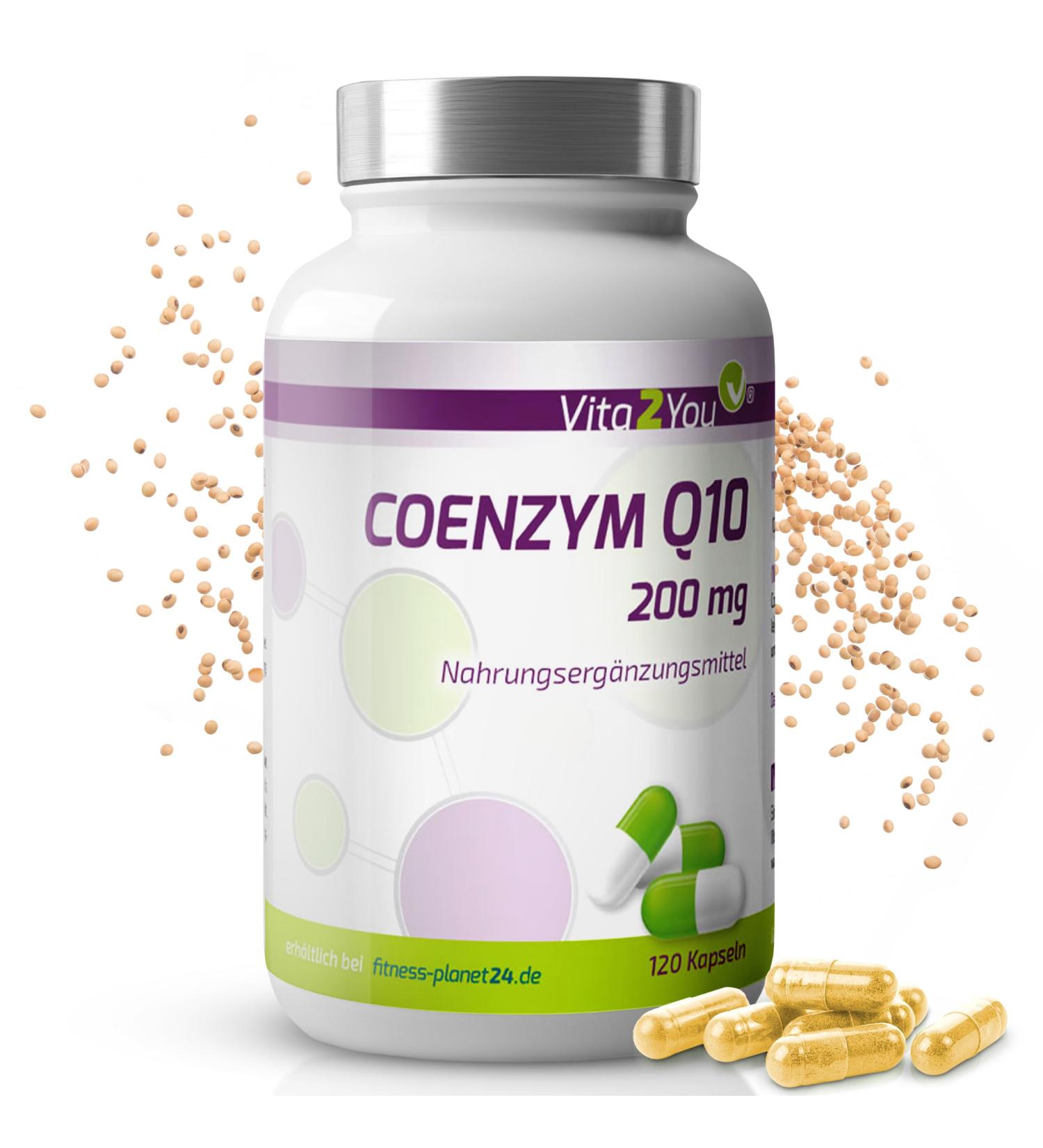 Vita2You Coenzyme Q10 200mg - 120 Capsules - Premium Ubiquinone Supplement - Plant Fermentation - High Dosage for Optimal Health - Buy Online on GoSupps.com