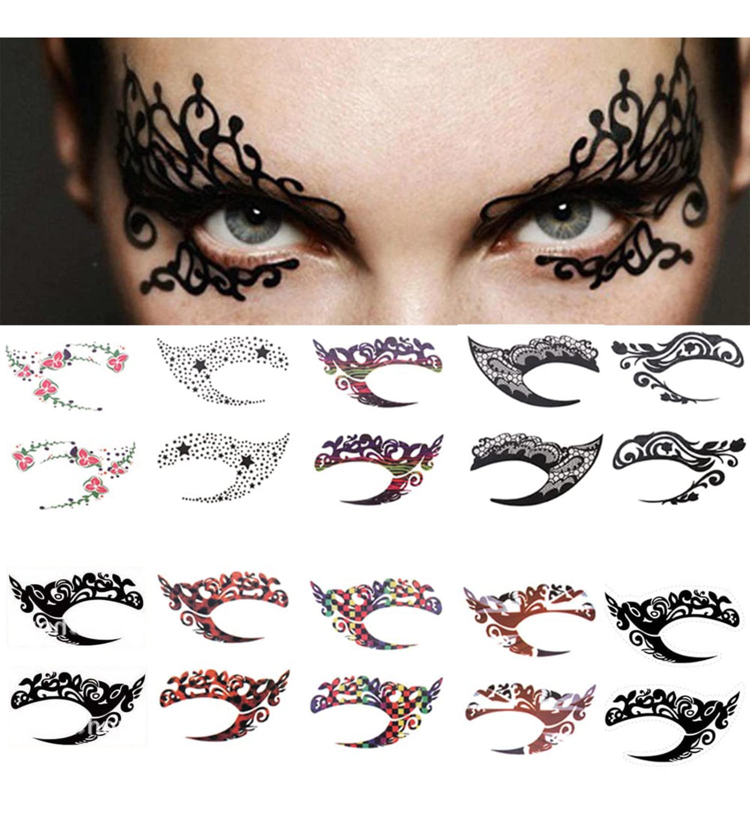 Eye Shadow Tattoo Sticker Makeup Transfer - Colorful Lace Party Stickers - 20pcs/10 Pairs - Buy Online on GoSupps.com