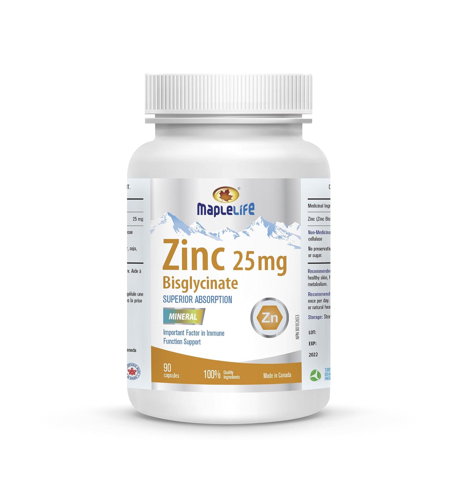 Maplelife Nutrition Zinc Bisglycinate 90 Capsules - Buy Online on GoSupps.com