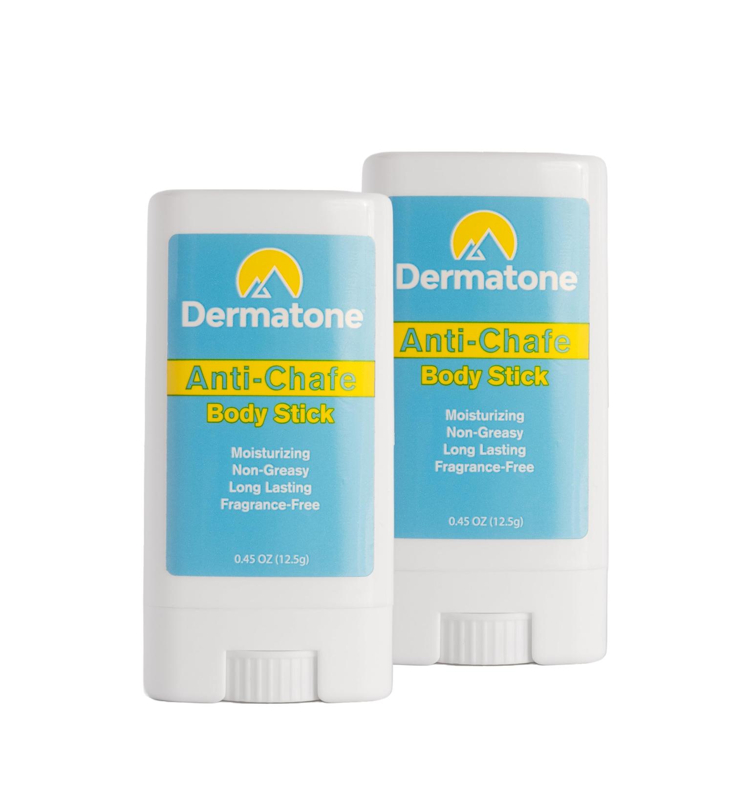 DERMATONE Anti-Chafe Body Stick | 2-Pack | Fragrance Free Skin Balm | Prevent Friction & Chafing | Use for thigh arm chest butt ball rubbing | Travel/Small 0.45oz sticks 0.45 Ounce (Pack of 2) - Buy Online on GoSupps.com