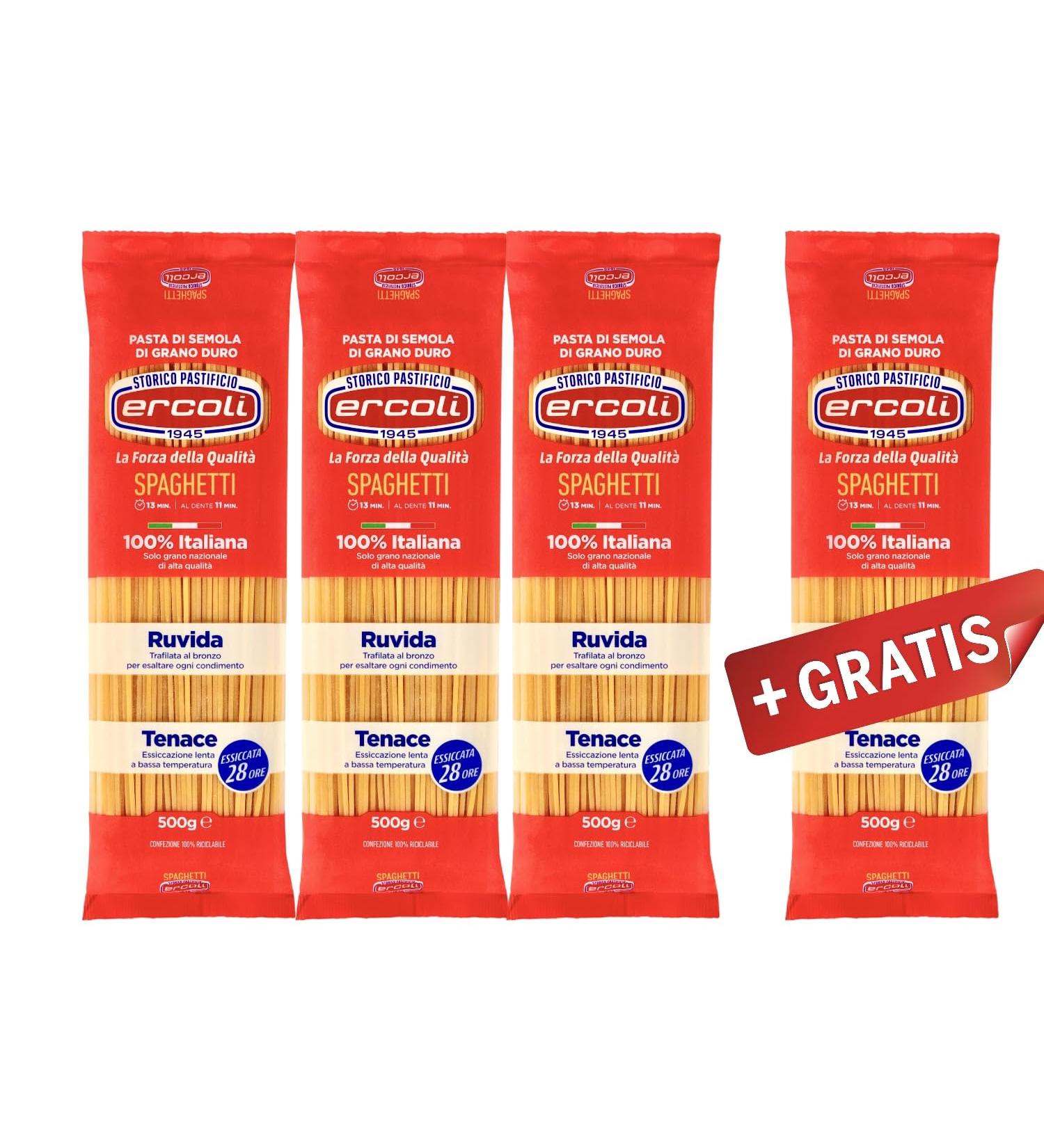 Offer Manual Italian Spaghetti bronze noodle 100% Italian durum wheat semolina slow drying (6x 500GR) 500.00 g (6 Pack)