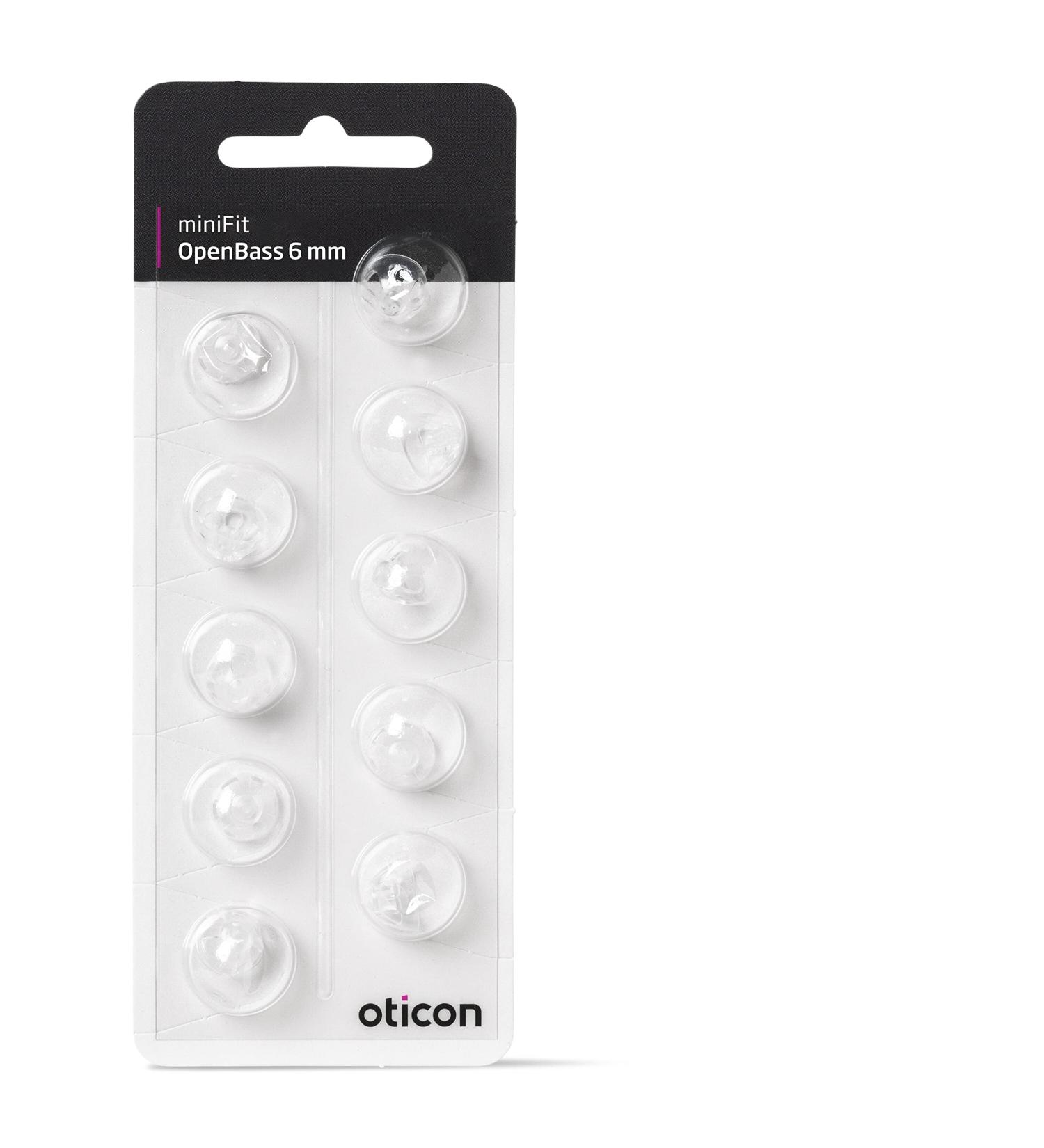 New - Oticon Open Bass miniFit Domes 6mm 10.0 Count
