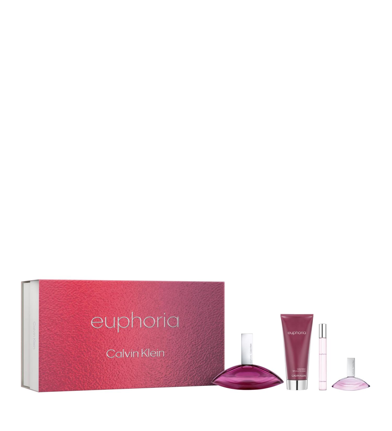 Calvin Klein Euphoria Eau de Parfum Chypre Women's Perfume With Notes of Pomegranate Black Orchid Lotus Blossom & Mahogany Wood Long Lasting Fragrance 4 piece set (3.3floz.+3.3floz.+0.5floz.+0.33floz.) - Buy Online on GoSupps.com