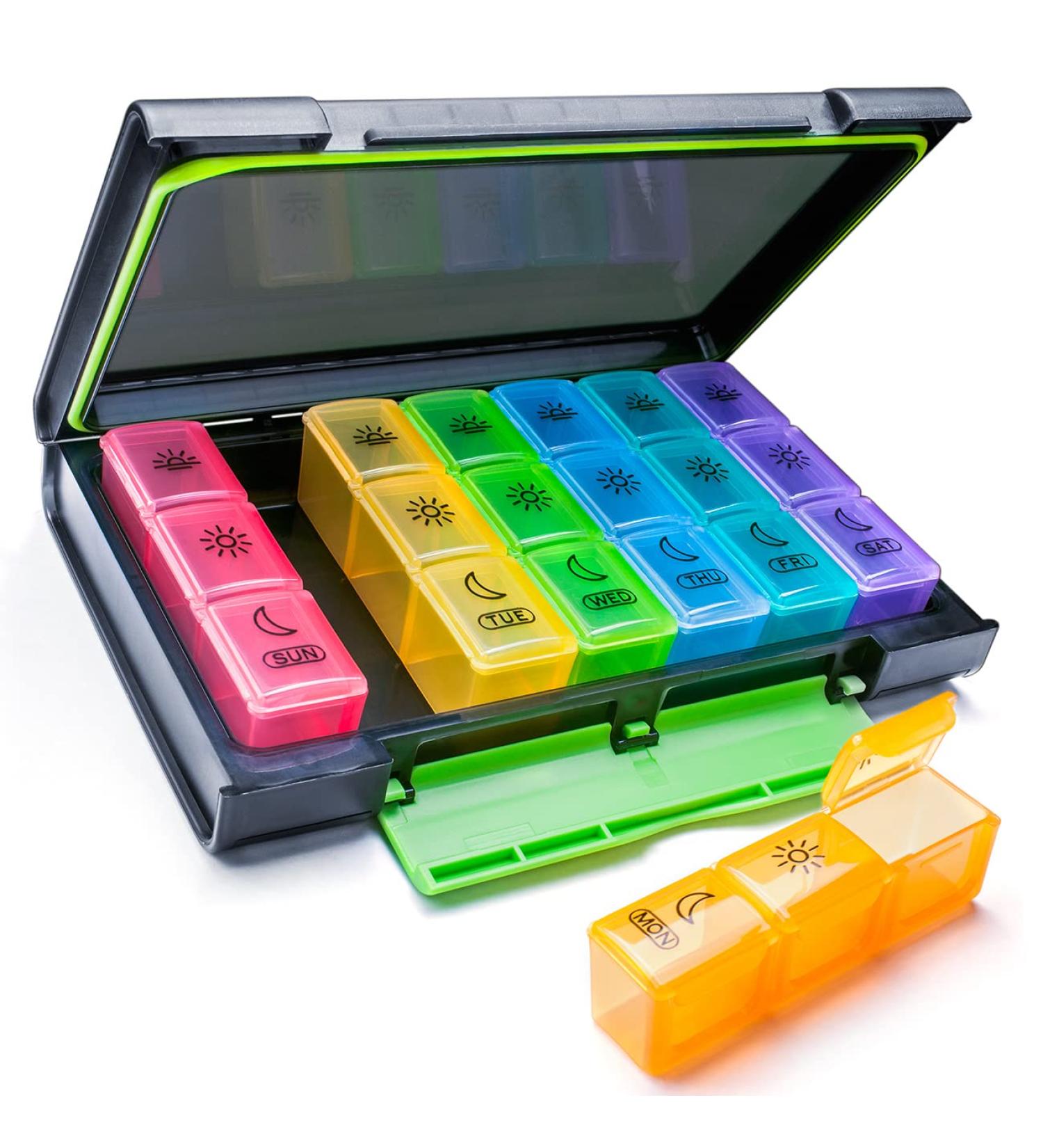 Remtise Weekly Pill Organizer - 7 Day Pill Box (3-Times-A-Day) | Portable Moisture-Proof Case for Vitamins Fish Oil & Supplements - International Shipping Available - Buy Online on GoSupps.com