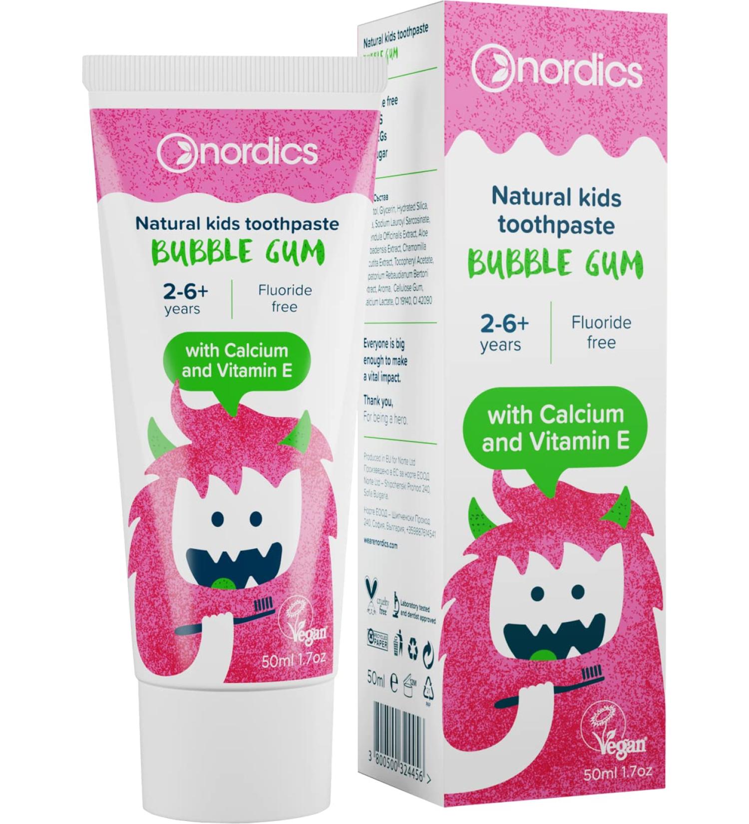 Nordics Organic Care Toothpaste Kids Bubble Gum without Flour