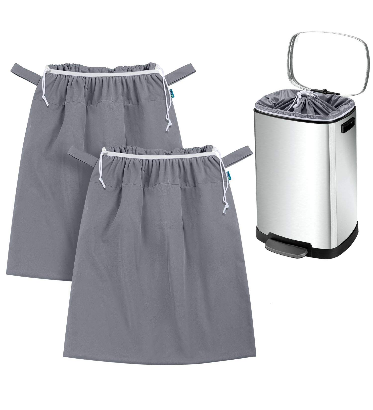Teamoy 2 Pack Pail Liner for Cloth Diapers Reusable Diaper Pail Bag with Elastic Band and Drawstring Fits for 13.2 Gallon Trash Can and Diaper Pails Gray Gray+Gray - Buy Online on GoSupps.com