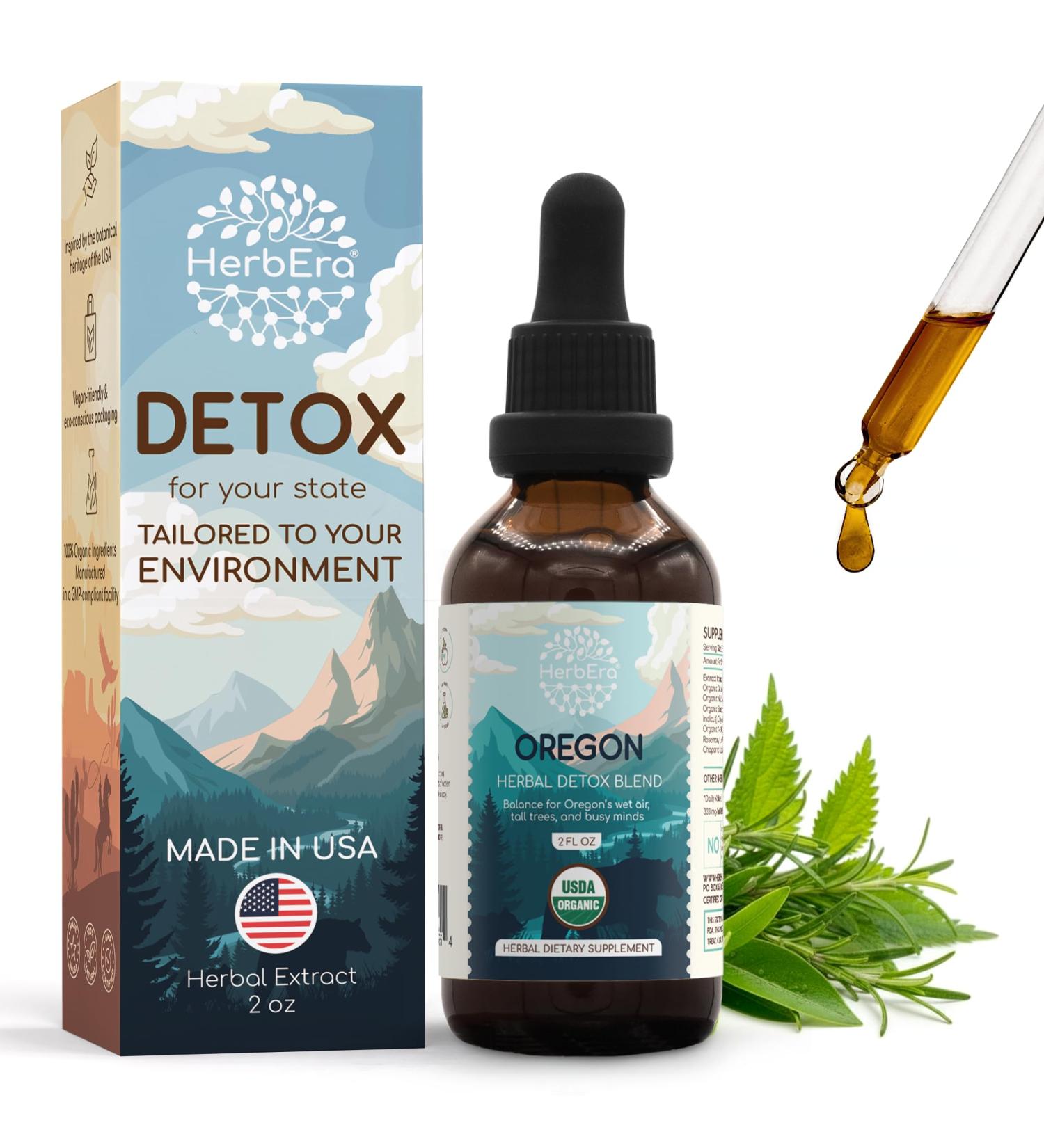 HerbEra Oregon Herbal Detox Blend - USDA Organic Extract Made in USA | Immune & Liver Support Liquid Drops | Dandelion Root Milk Thistle Noni Sarsaparilla Chaparral | 2 fl oz - Buy Online on GoSupps.com