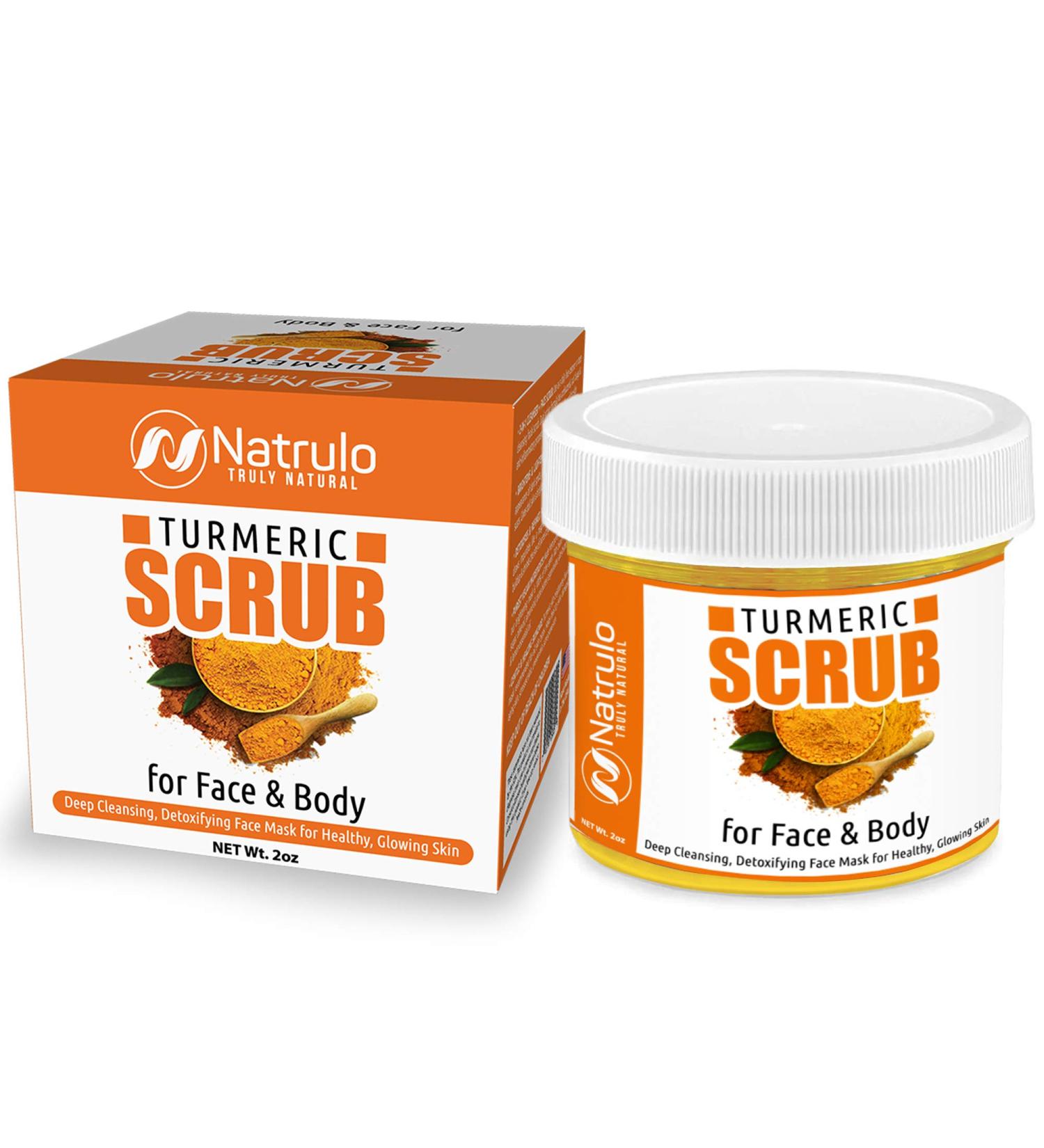 Natrulo Turmeric Face Scrub - All-Natural Brightening Mask for Acne & Glowing Skin - Detox Clay Mask for Even Tone & Toxin Removal - Buy Online on GoSupps.com