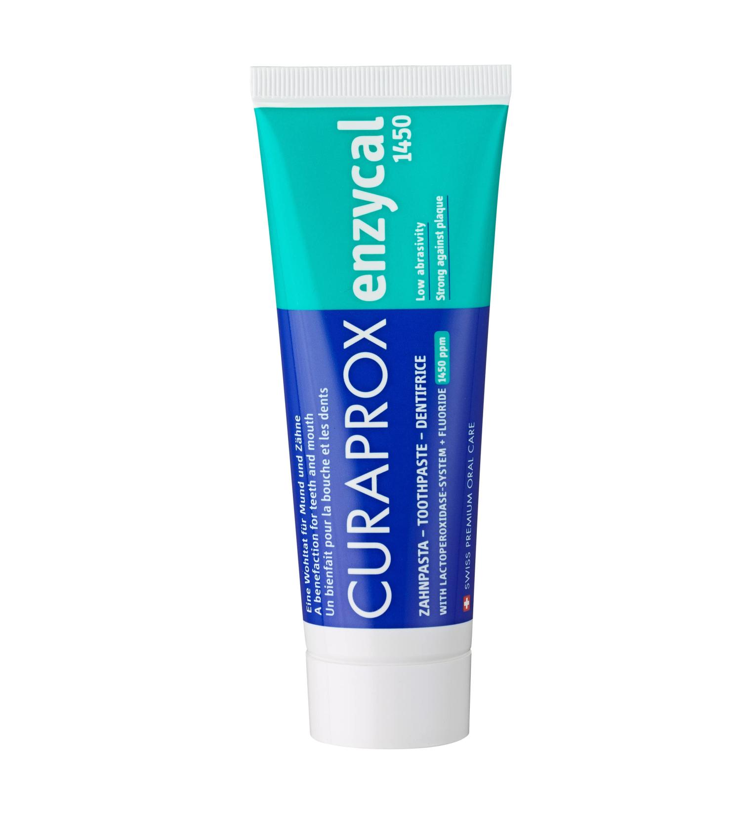 Curaprox Enzycal 1450 Toothpaste - 1450 ppm Fluoride SLS-Free Gentle on Gums 75 ml - Buy Online for International Shipping - Buy Online on GoSupps.com