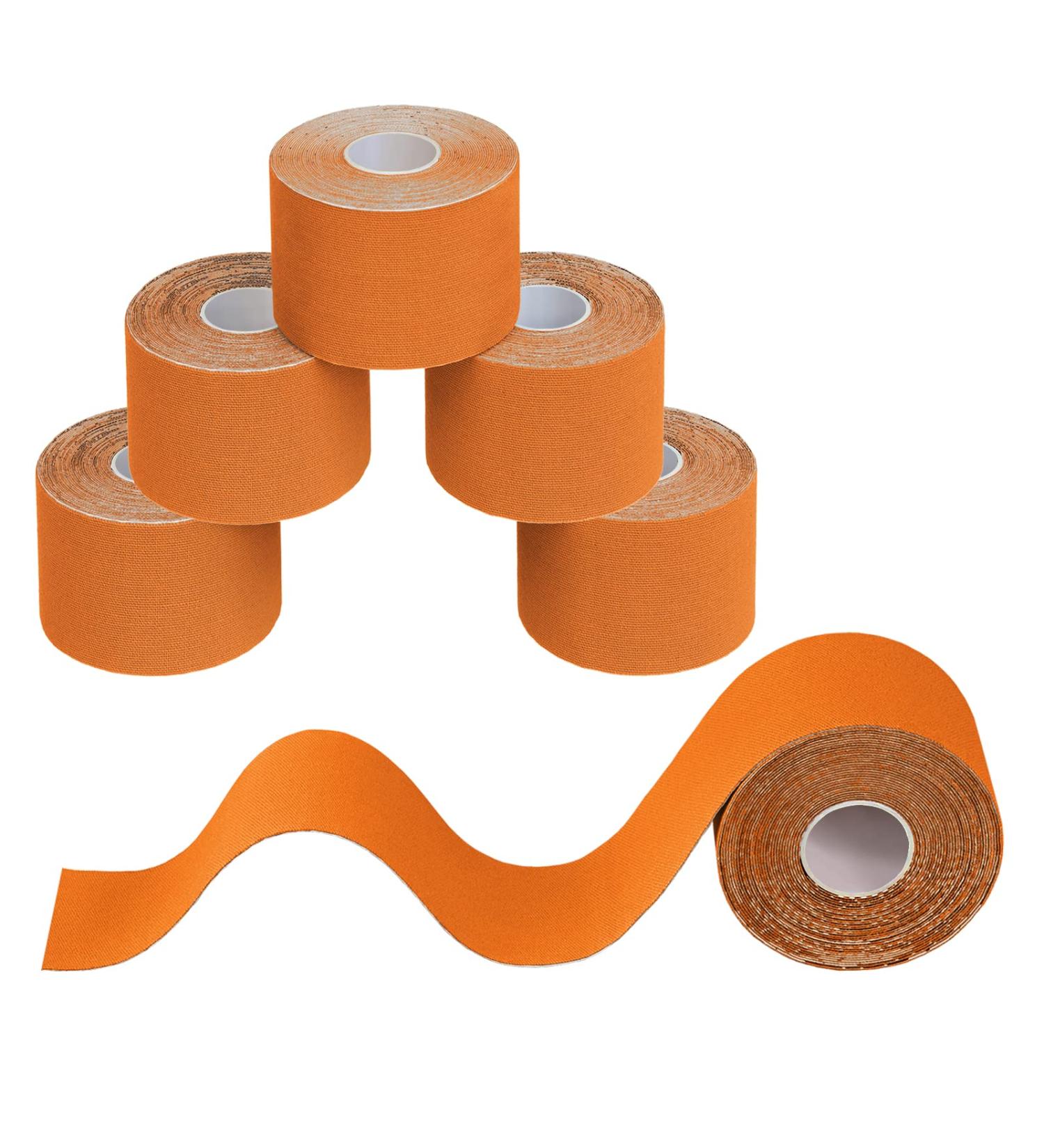 Buy BB Sport 6 Rollen Kinesiology Tape 5cm x 5m - Elastic Waterproof Muscle Strapping Bands in Orange | E-Book Guide Included | International Shipping - Buy Online on GoSupps.com