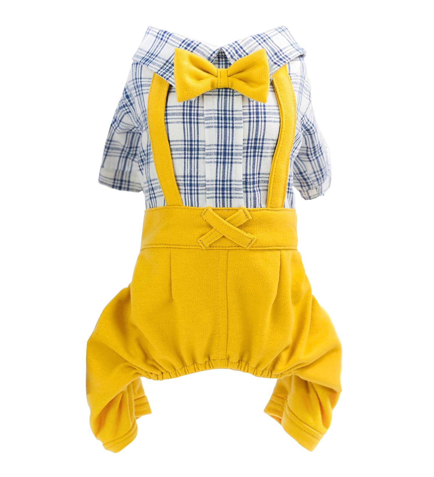 HOODDEAL XL Yellow Pet Jumpsuit with Bowtie | Stylish Dog Shirt for Weddings & Birthdays - Buy Online on GoSupps.com
