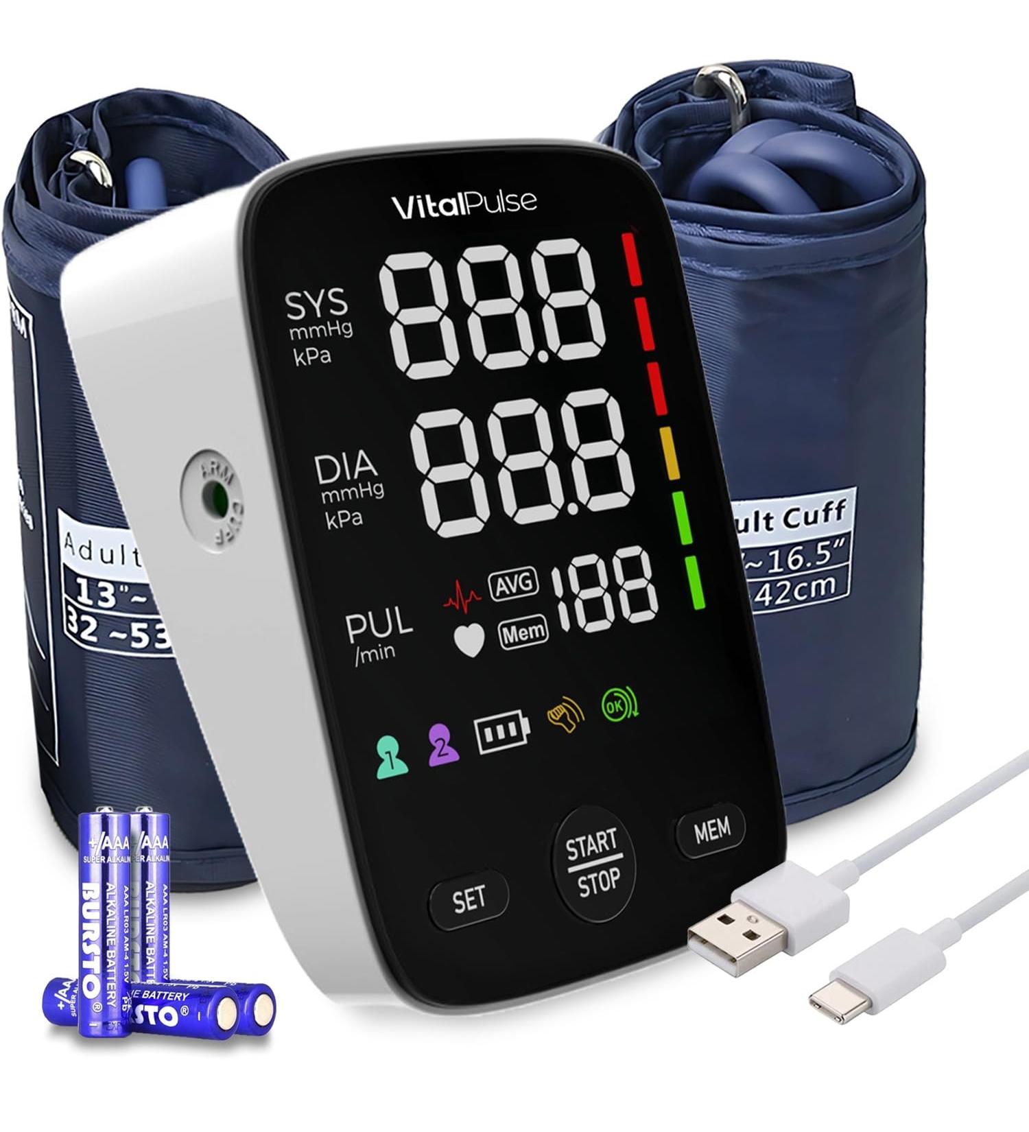 Buy Blood Pressure Monitor - Digital BP Monitor with Adjustable Cuffs | 2x120 Reading Memory & Large LED Display | Fast International Shipping - Buy Online on GoSupps.com