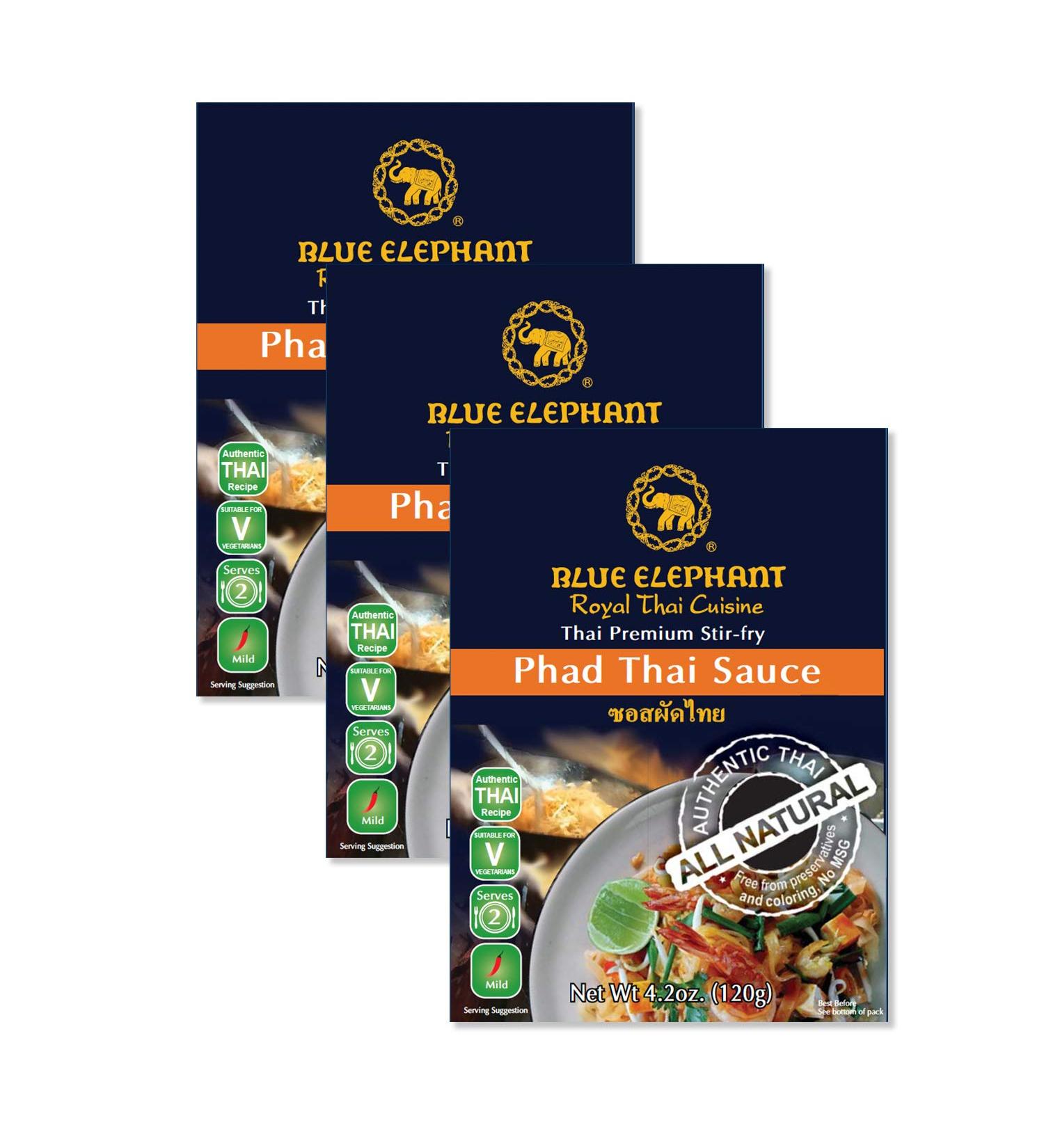 Blue Elephant Royal Thai Cuisine Pad Phad Thai Stir-fry Sauce - Best By Jul 6 2023 - 4.2oz (Pack of 3) - Buy Online on GoSupps.com