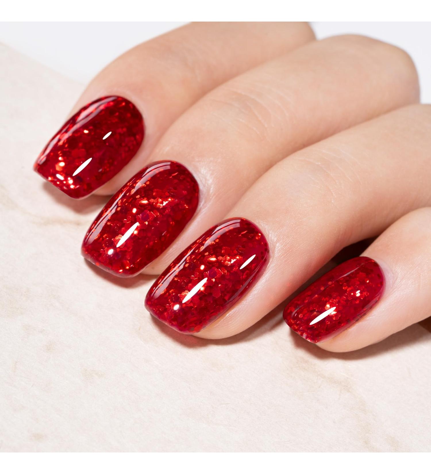 MEGIOR Red Glitter Gel Nail Polish 15ml Sparkling Sequins Gel Polish High Gloss Soak Off UV LED Nail Gel Polish for Nail Art Manicure Salon DIY Home Gift for Girls - Buy Online on GoSupps.com