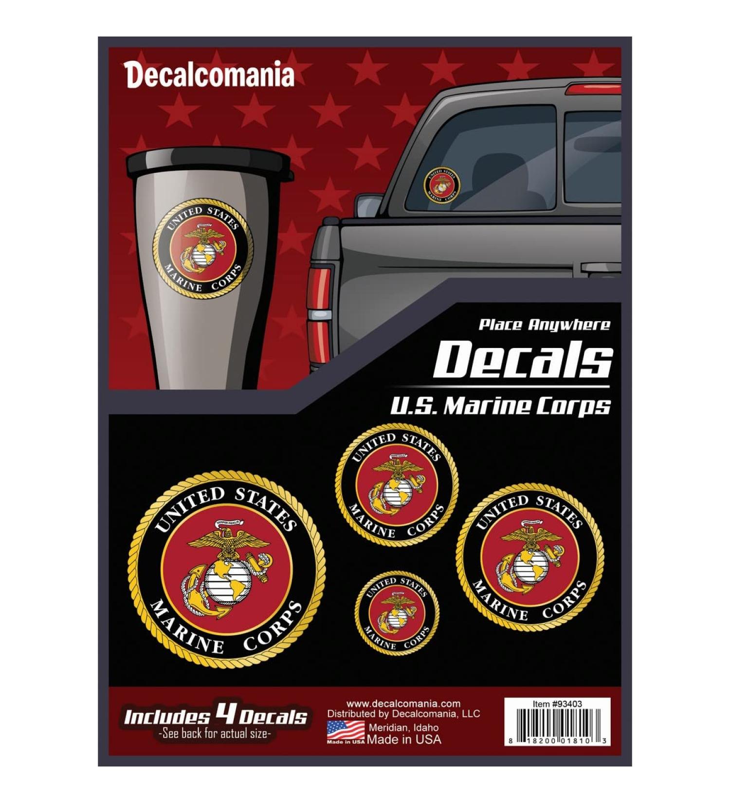 U.S. Marine Corps Decals - 4 Piece Officially Licensed Military Stickers for Vehicles & Devices - Buy Online on GoSupps.com
