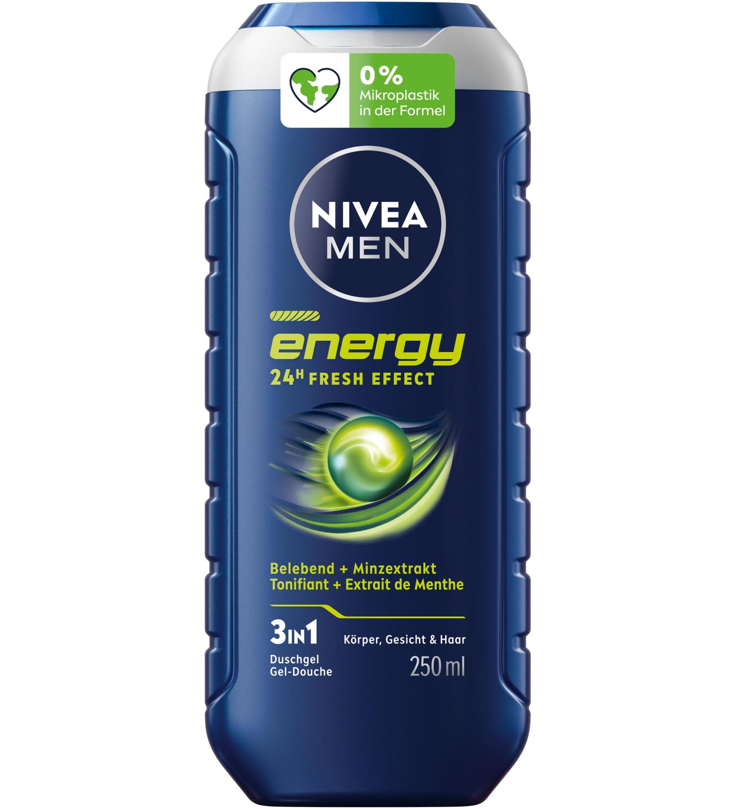 Beiersdorf NIVEA MEN Gel shower 3 in 1 Energy 24Hfresh effect 250 ml