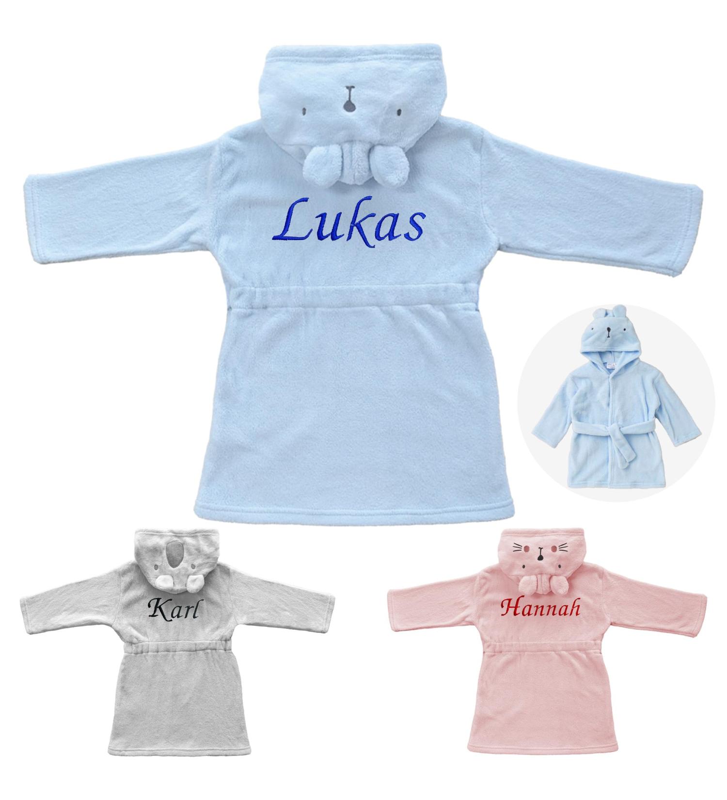 Personalized Baby Bathrobe - KDO Magic Embroidered Gift in Blue | Custom Name Perfect for Christmas & Birthdays (3-6 Months) - Buy Online on GoSupps.com