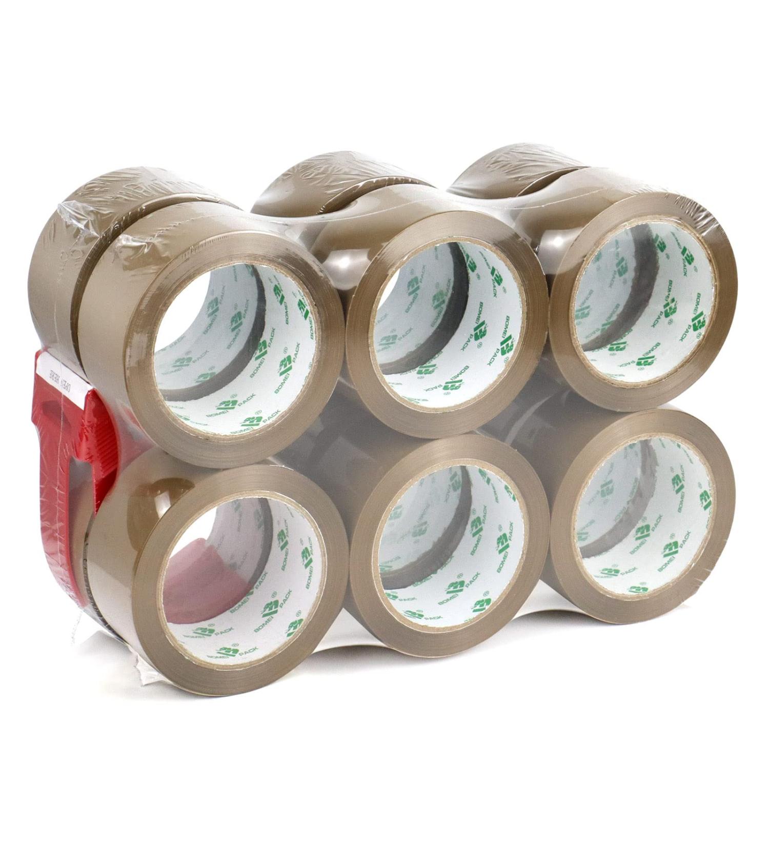 BOMEI PACK Brown Packing Tape Refills - Heavy Duty 12 Rolls with Dispenser | 2.4Mil, 1.88 Inch x 60 Yards - Ideal for Packaging, Shipping, and Moving - Buy Online on GoSupps.com