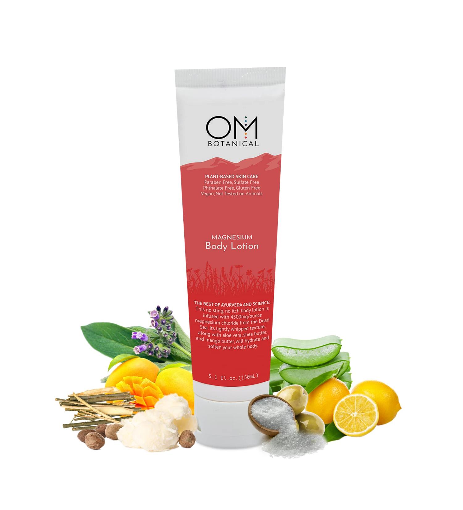 OM Botanical Magnesium Lotion - Rejuvenating Cream for Body & Feet | Hydrating Pain Relief & Muscle Tension Butter | Natural Body Lotion for Women & Men - 150mL - Buy Online on GoSupps.com
