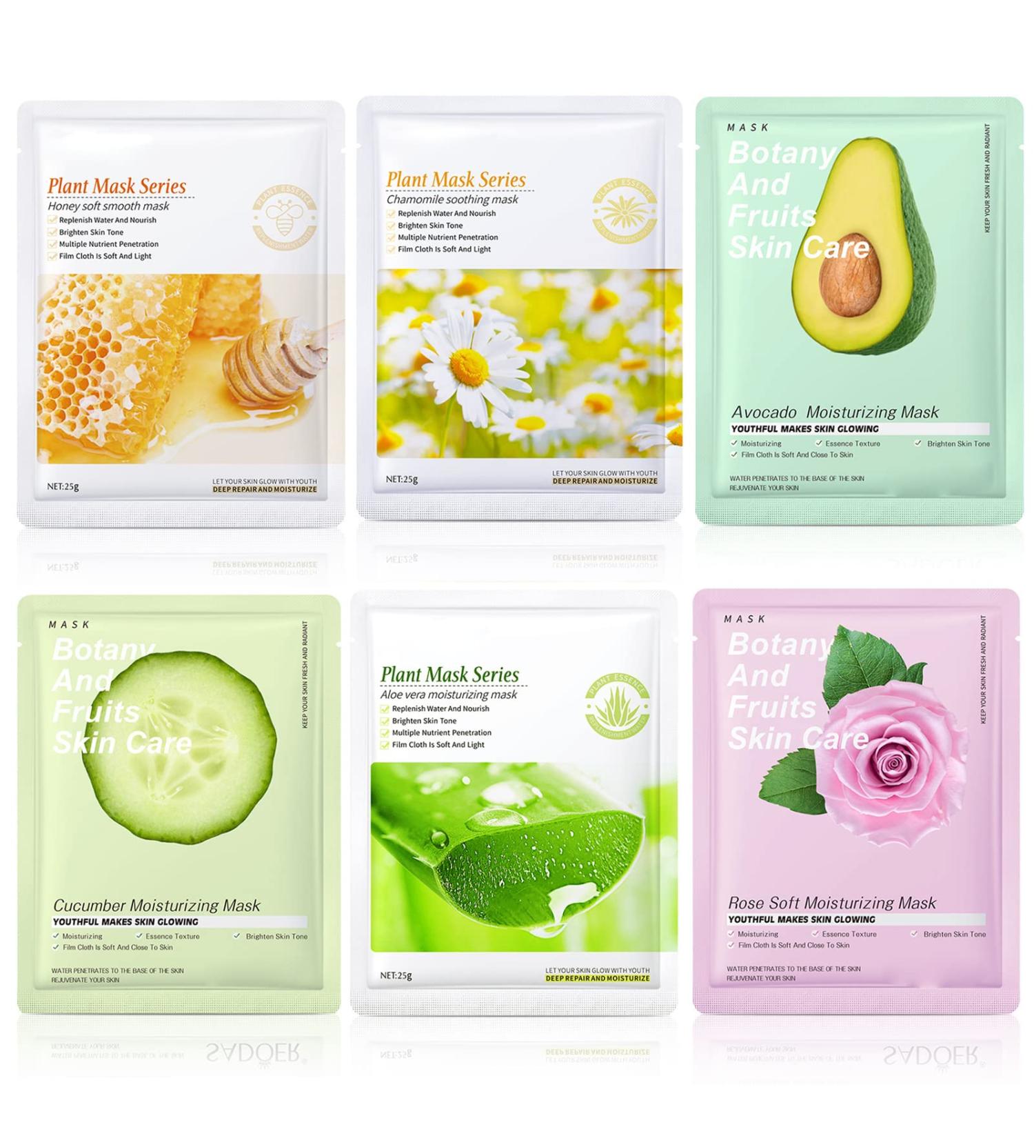 6 Sheets Fruit Extract Face Mask Set - Collagen Face Mask - Face Masks Beauty - Facial Mask Sheet - Skin Repair Mask Improves Skin Face Care Skin Care Sets For Women For All Skin Types - Buy Online on GoSupps.com