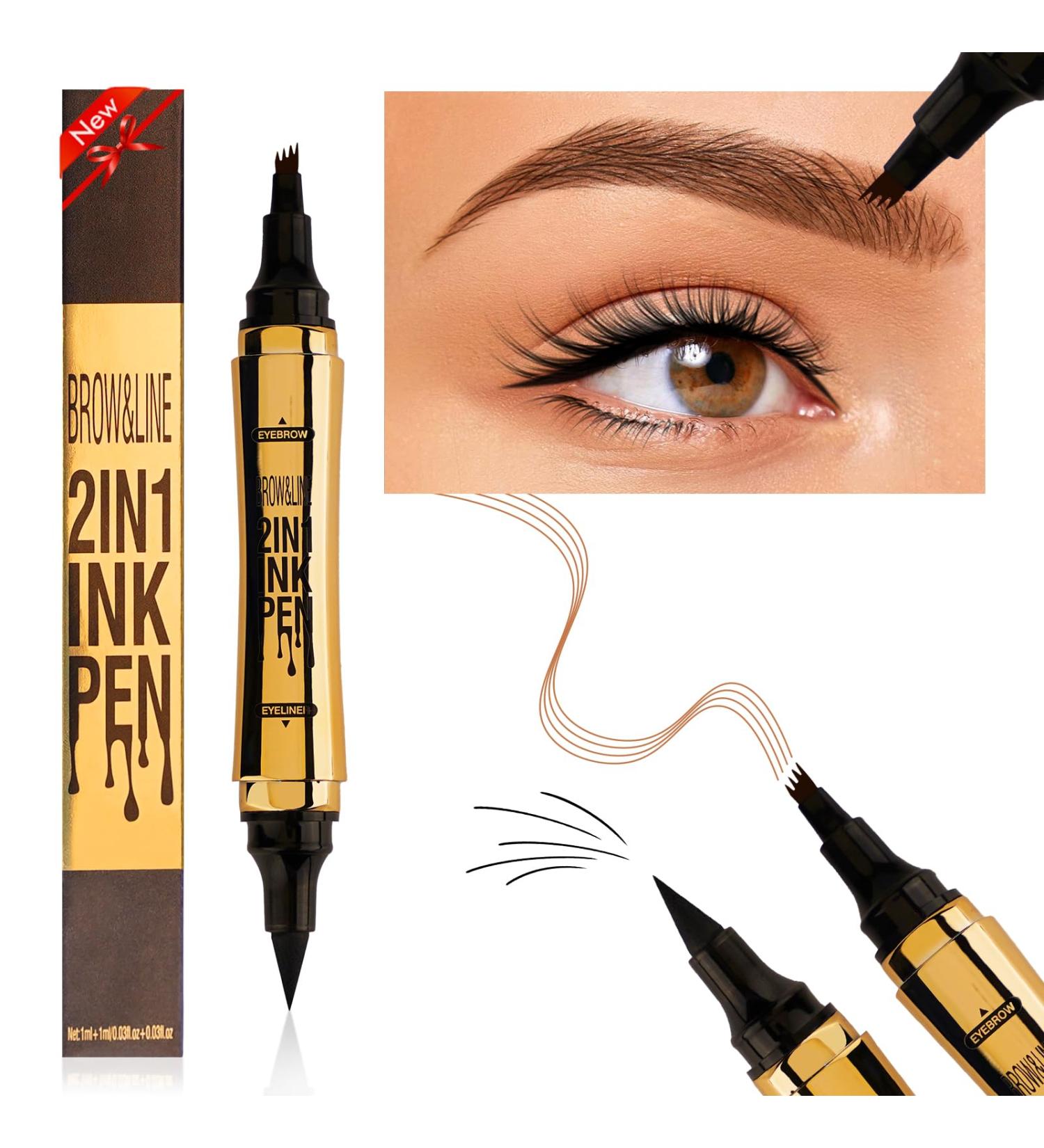 Buy Microblading Eyebrow Pencil - 2-in-1 Dual-Ended Eyebrow & Eyeliner Light Brown No-Skip Applicator for Natural-Looking Brows | International Shipping Available - Buy Online on GoSupps.com