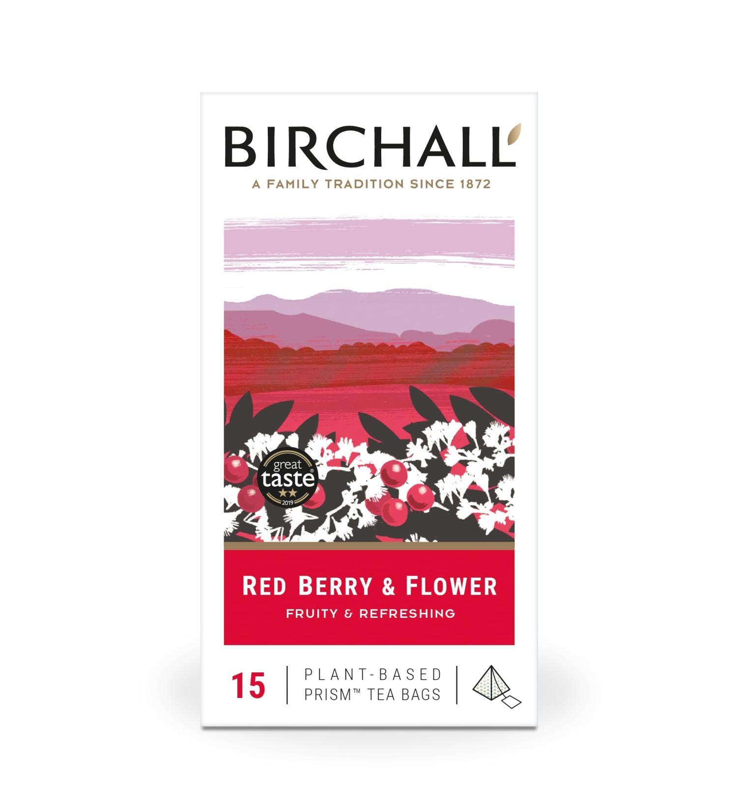 Birchall Red Berry & Flower Tea Gift | Caffeine-Free | Vegan-Friendly | 15 Prism Tea Bags | Pack of 1 - Buy Online on GoSupps.com