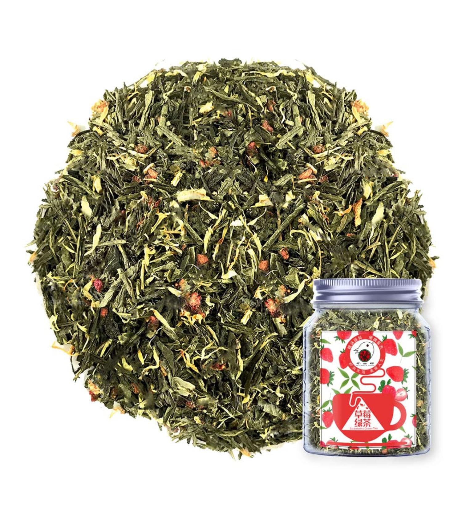 Plant Gift Strawberry Green Tea Oganic Fruit Herbal Tea All Natural Flavors Loose Leaf Apple Strawberry Orange Peel Grapes Peppermint Non GMO Vegan Tea Bags Into Iced Tea & Hot Tea 70G/2.5oz - Buy Online on GoSupps.com