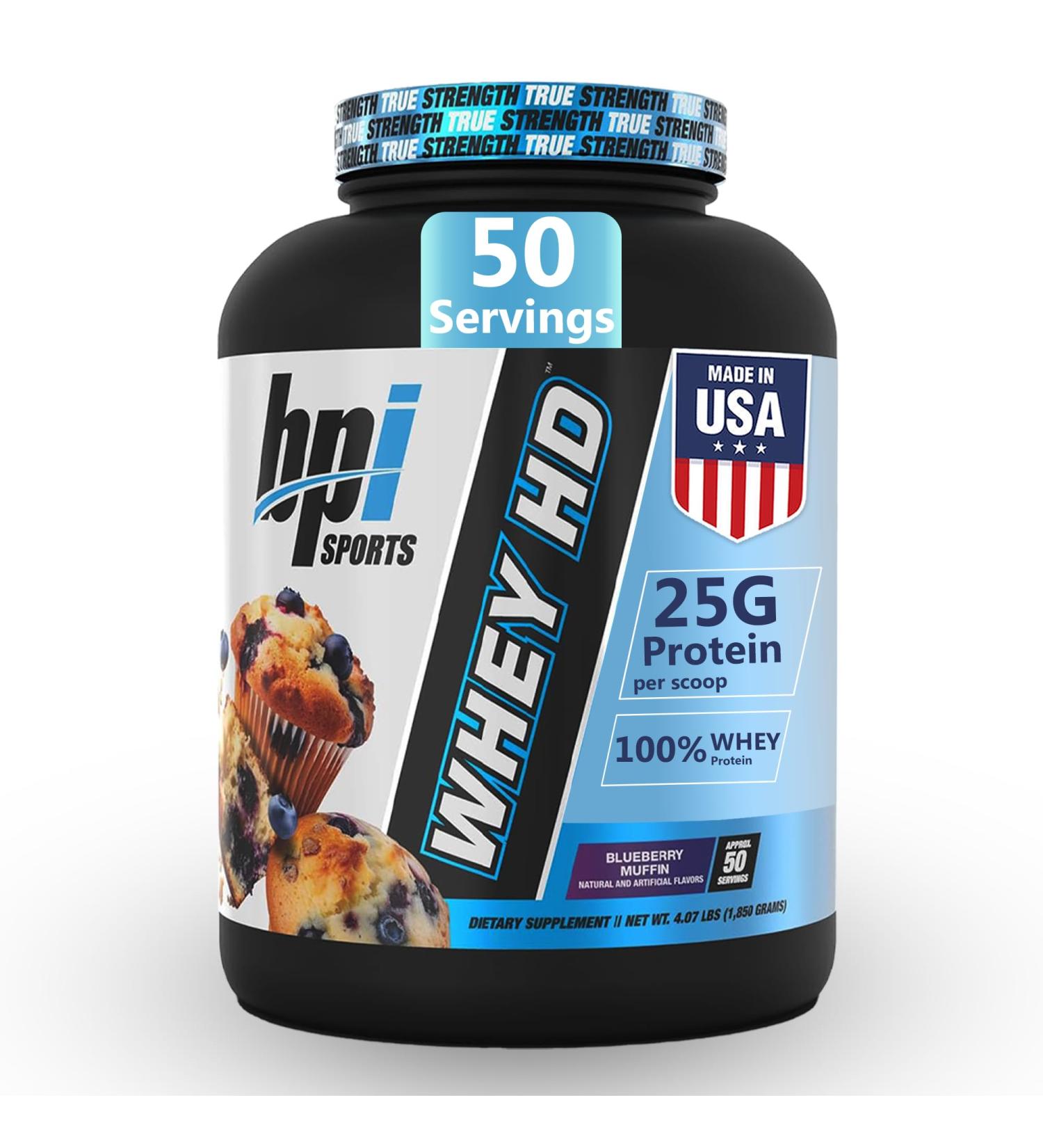 BPI Sports Whey HD Ultra Premium Protein Powder Isolate | Workout Whey Protein Powder for Men & Women for Muscle Gain | Milk Protein Concentrates | Blueberry Muffin 4.07 Pound Blueberry Muffin 4.07 Pound (Pack of 1) - Buy Online on GoSupps.com