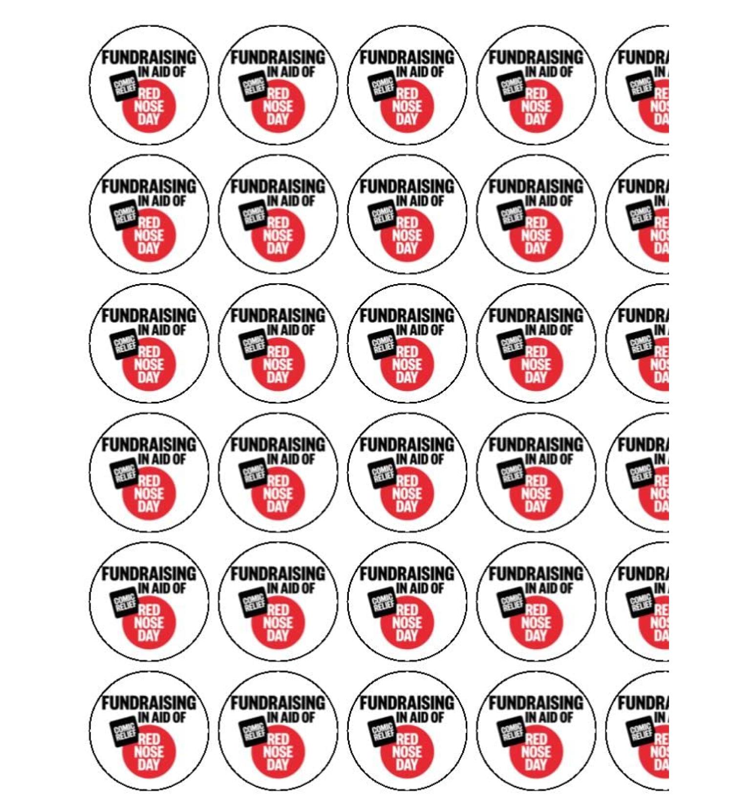 Comic Relief Red Nose Day x30 1.5" (3.8cm) PRE- CUT PREMIUM RICE PAPER Edible Cake Toppers 10% of each sale donated to Comic Relief registered charity 326568donated