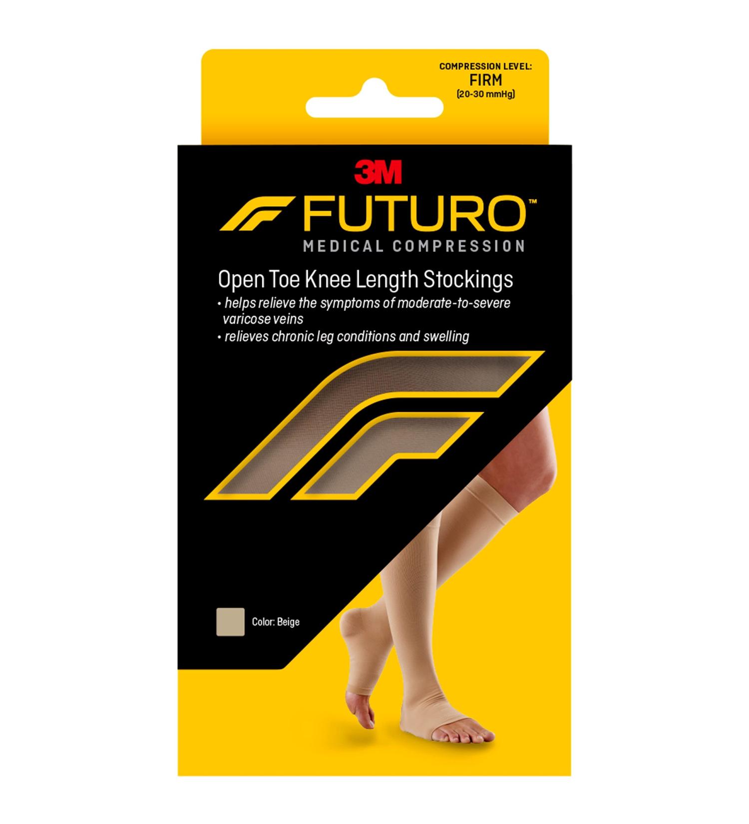 FUTURO Open Toe Knee Length Stockings for Men & Women - Large Beige Compression (20-30 mm/Hg) | Buy Internationally - Buy Online on GoSupps.com