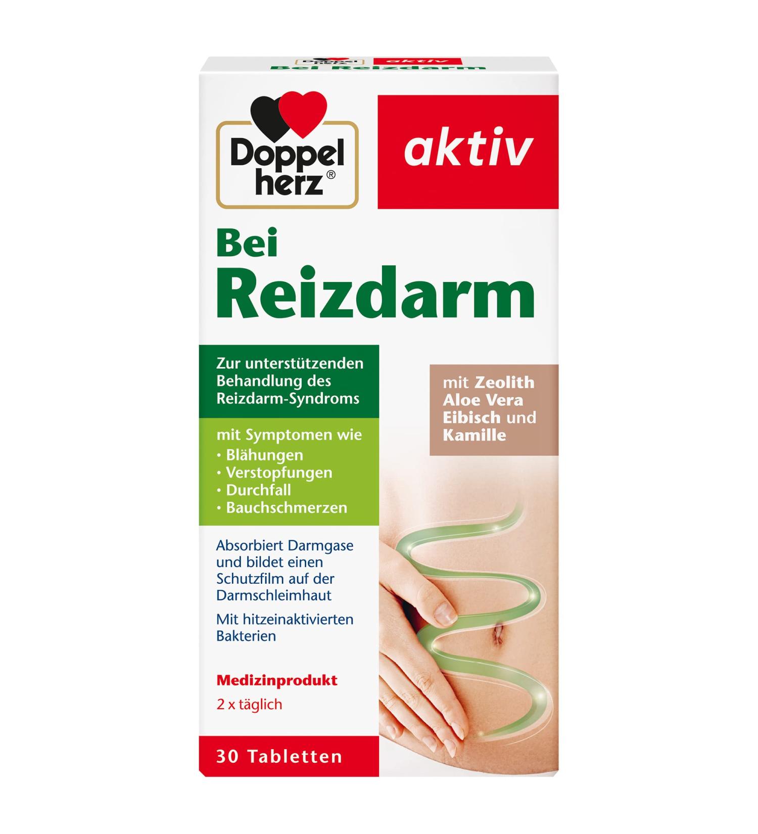 Double Heart IBS Relief Tablets - 30 Count | Medical Device for Flatulence Constipation & Abdominal Pain Relief - International Shipping Available - Buy Online on GoSupps.com