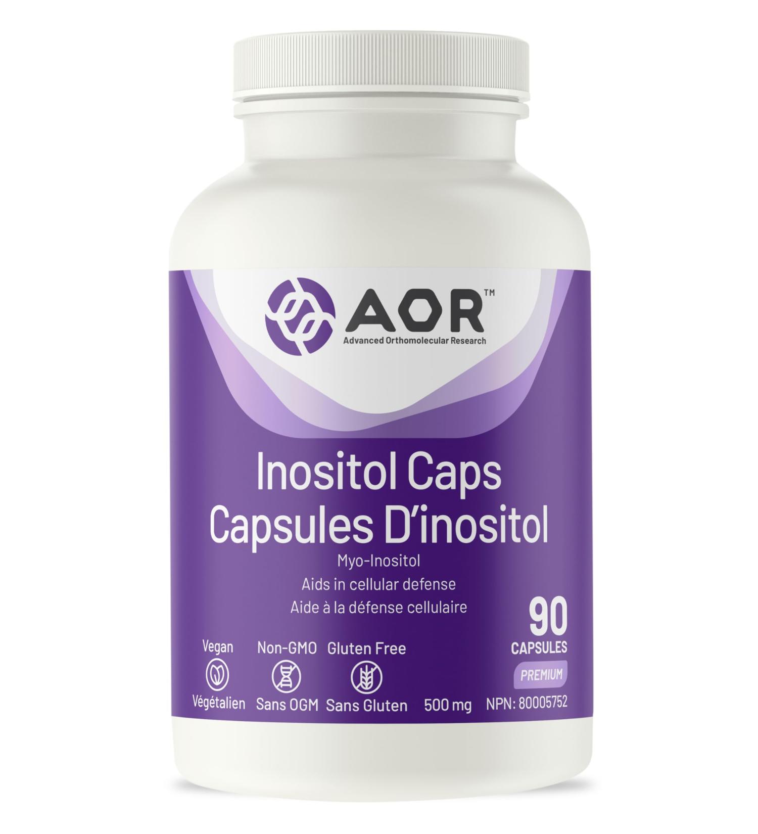 AOR Inositol Caps 500mg 90 Capsules - Myo-Inositol Supplement for Mental Well-Being & Cognitive Support - Promotes Healthy Brain Function & Cell Communication - Supports Women's Hormonal Balance 90 count (Pack of 1) - Buy Online on GoSupps.com
