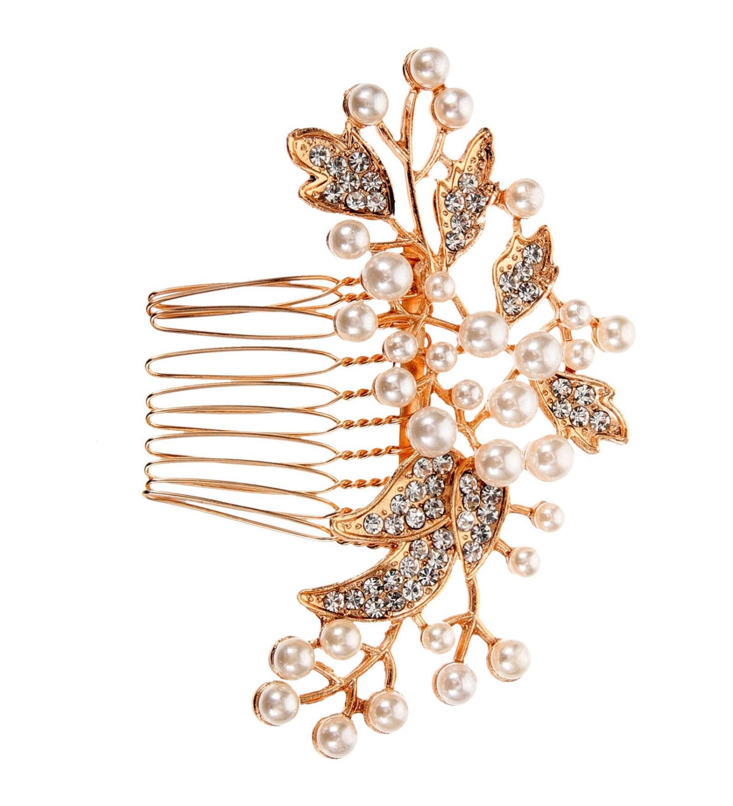 PRETYZOOM Wedding Hair Comb Rhinestone Side Comb Pearl Headpiece Bride Hair Clips Sparkle Hair Accessories for Women Girls Party Prom - Buy Online on GoSupps.com