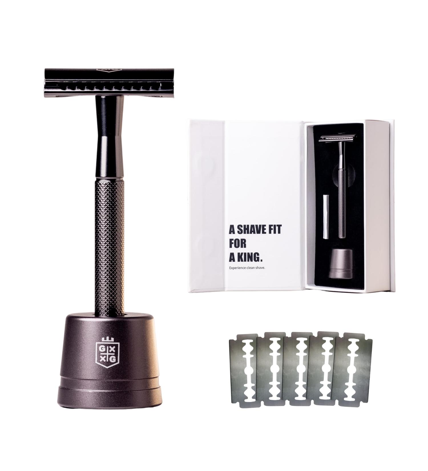 Excalibur Premium Double-Edge Safety Razor for Men | 5 Platinum Blades & Stand | Perfect Shave - Buy Internationally - Buy Online on GoSupps.com
