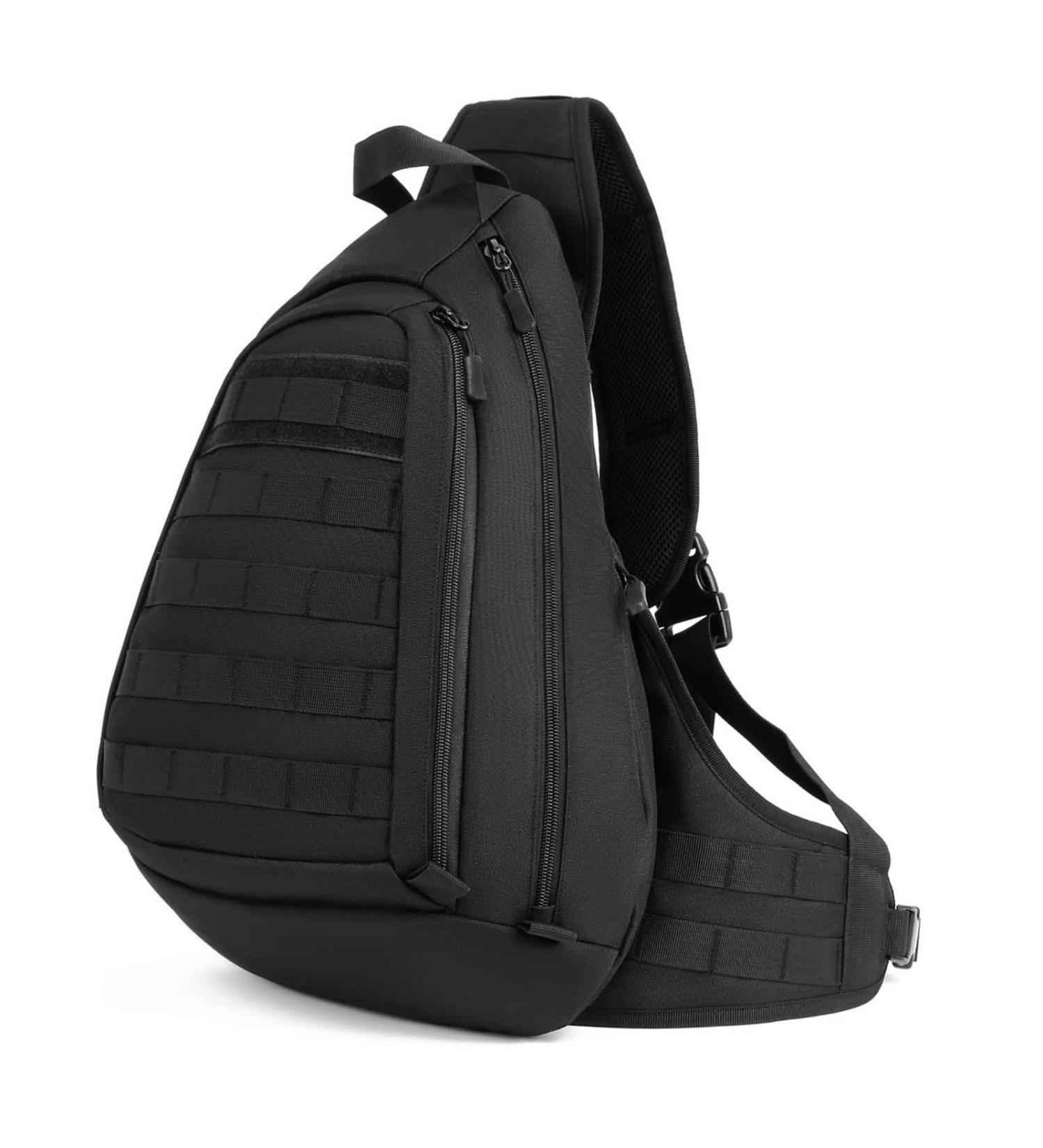 HUNTVP Tactical Breast Pocket Military Shoulder Bag - Molle Triangle Pack Crossbody - Waterproof Slingbag with Adjustable Strap - Ideal for Everyday Use - Black - Buy Online on GoSupps.com