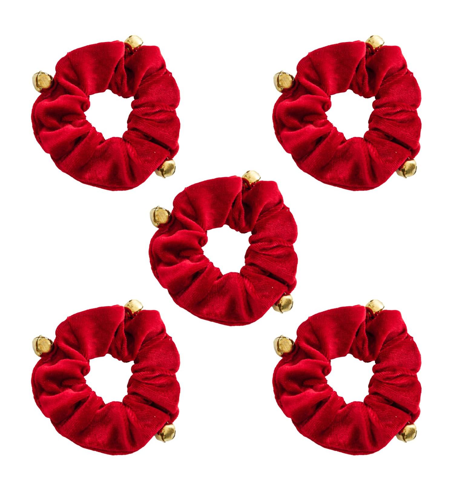 Miaija 5Pieces Hair Scrunchies Red Plush Ponytail Holder with Bell Premium Elastic Sequins Hair Bands Festival Headress for Women Lady Girls Hair Accessories - Buy Online on GoSupps.com