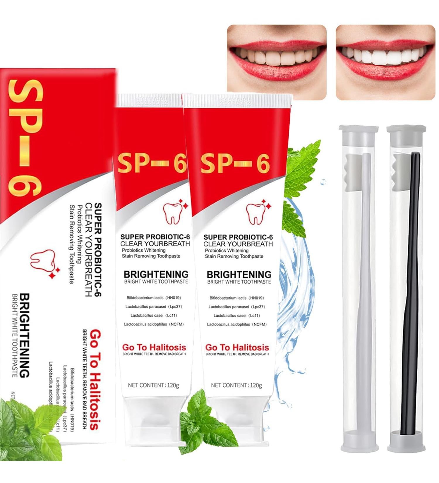 Sp-6 Ultra Whitening Toothpaste & Probiotic Brightening Care - 2 Pcs + 2 Toothbrushes | International Shipping - Buy Online on GoSupps.com