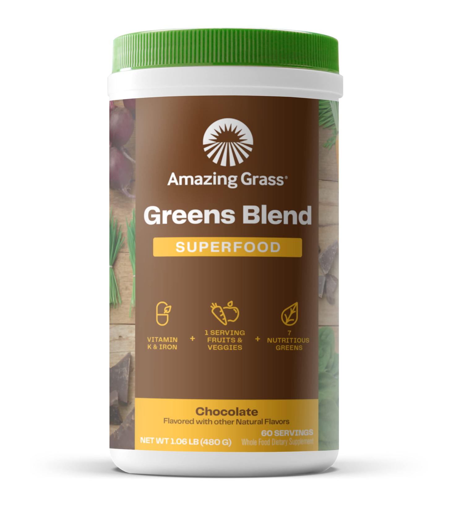 Buy Amazing Grass Green Superfood Chocolate 17 oz - Nutrient-Packed Superfood Supplement - Buy Online on GoSupps.com