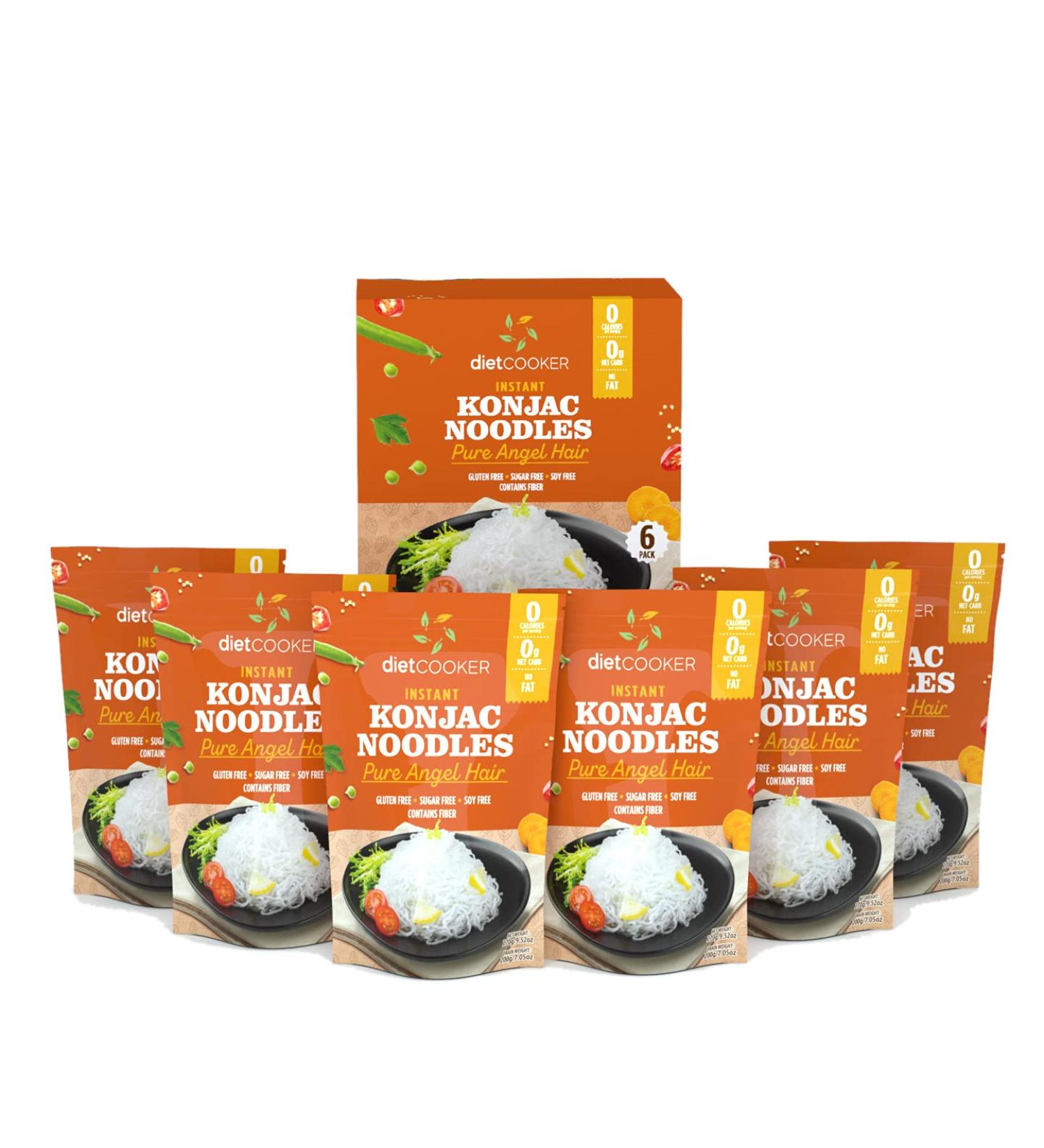 Diet Cooker Premium Konjac Noodle - Keto & Vegan Friendly, Low Calorie Pasta, Zero Net Carbs - Angel Hair (6 Packs) - Buy Online on GoSupps.com