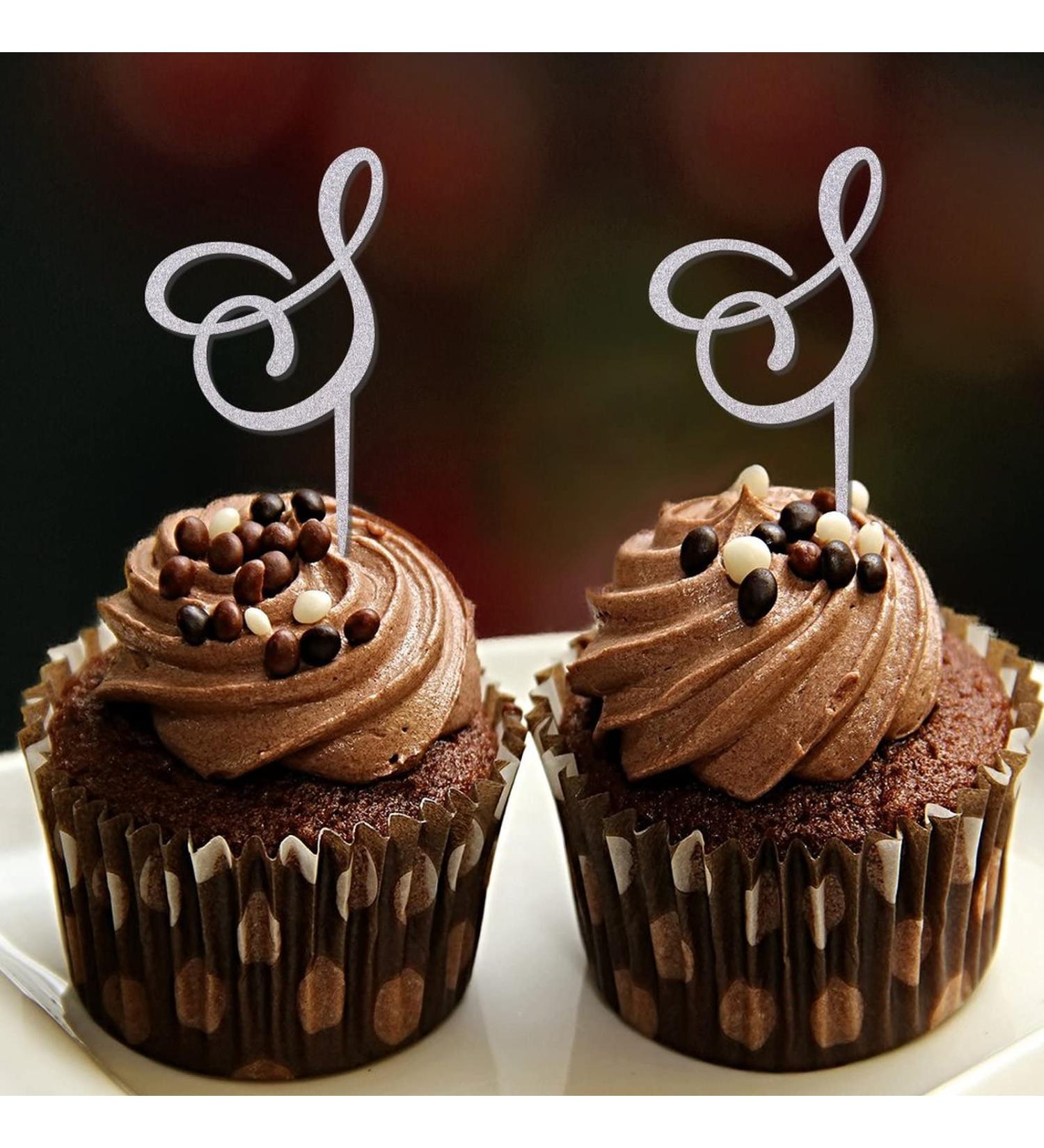 Letter S Wedding Cupcake Toppers Monogram Initial Last Name Glitter Silver For Wedding Bridal Shower Cake Decorations Romance Antlers Arrow Flower Rose Choosing Letter Design Color Engagement Gift 6in Style-2 - Buy Online on GoSupps.com