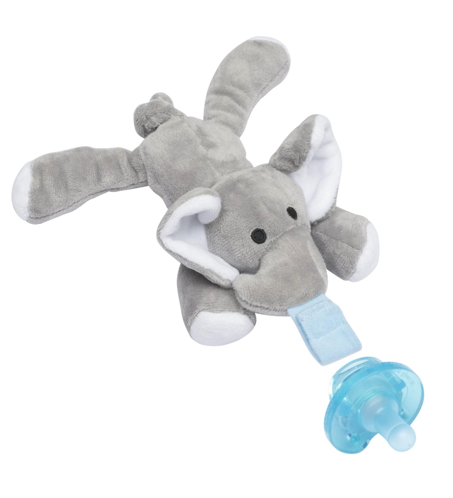 Plush Elephant Pacifier Holder with Detachable Silicone Soothie Pacifier for 0-12 Months - Buy Online on GoSupps.com