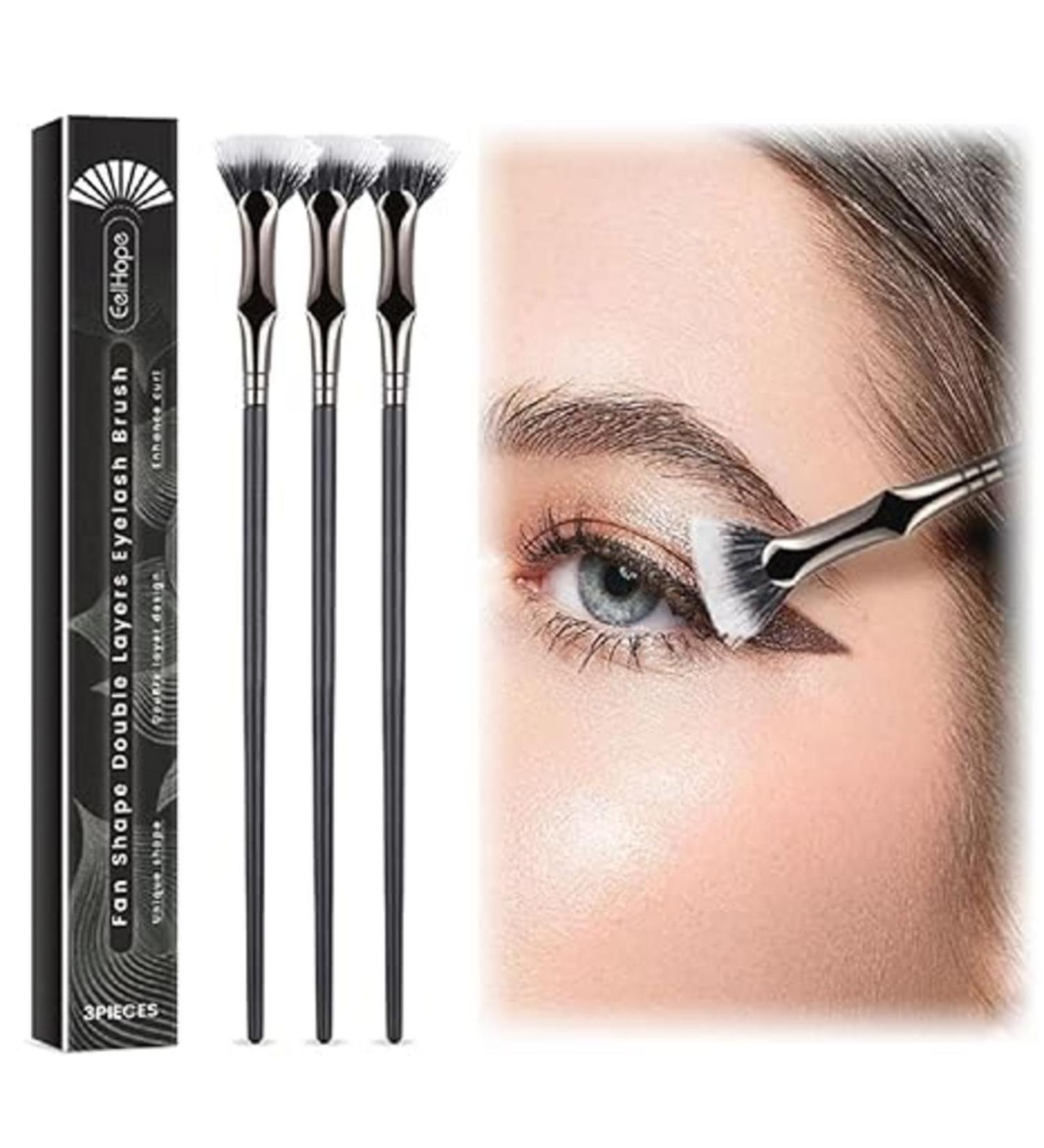 3 Folding Angle Scalloped Lash Brush Eyelash Comb Separator Fan-shaped Curved Eyelash Brush Without Clumps Bristles Lengthened Lashes Eyebrow Brush For Natural Lifted Effects - Buy Online on GoSupps.com