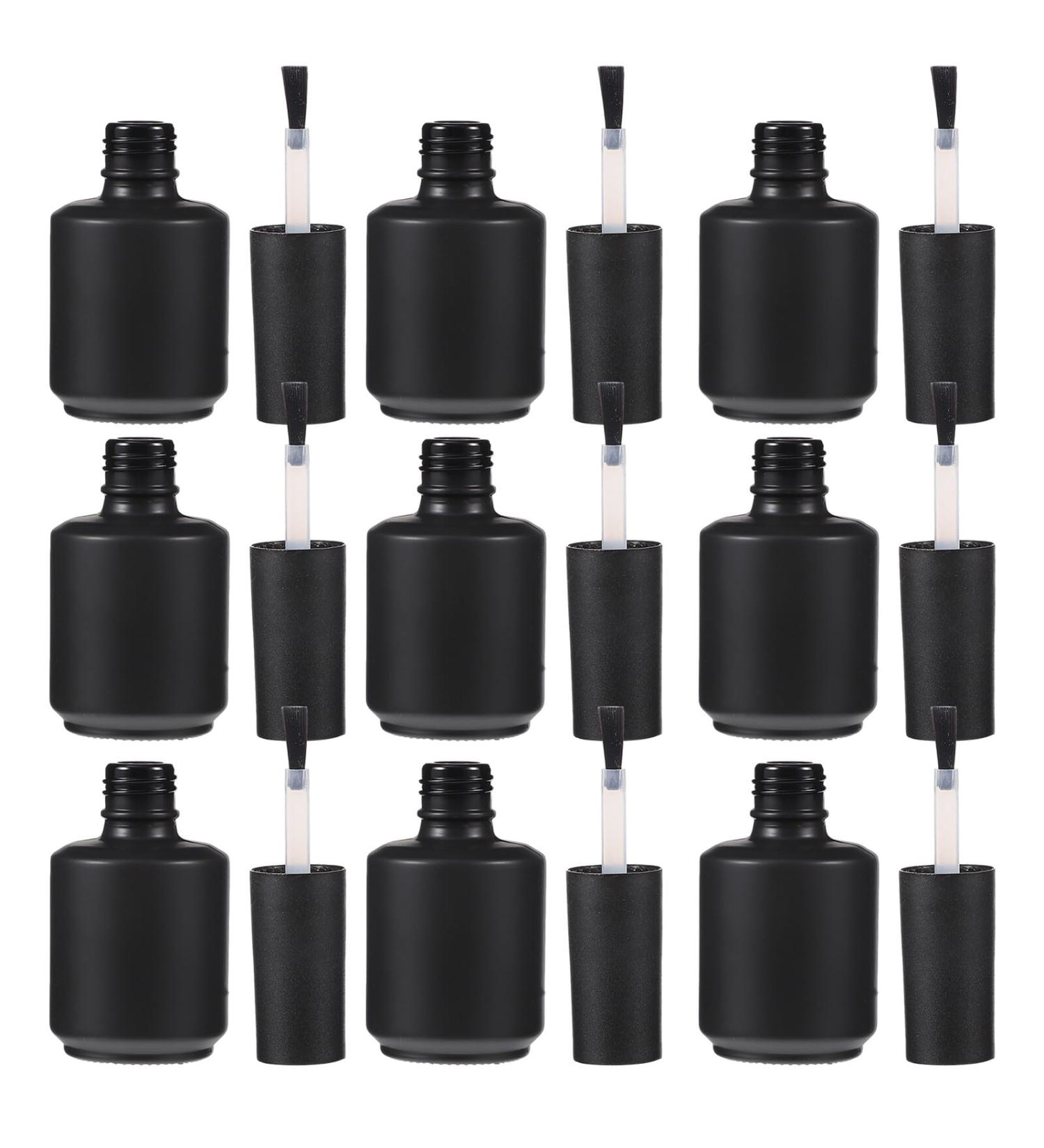 Lot de 10 Flacons de Gel pour Ongles Vides 15 Ml Verre Mat Noir Pinceau pour Manucure Professionnelle Usage Salon et Usage Personnel - Buy Online on GoSupps.com