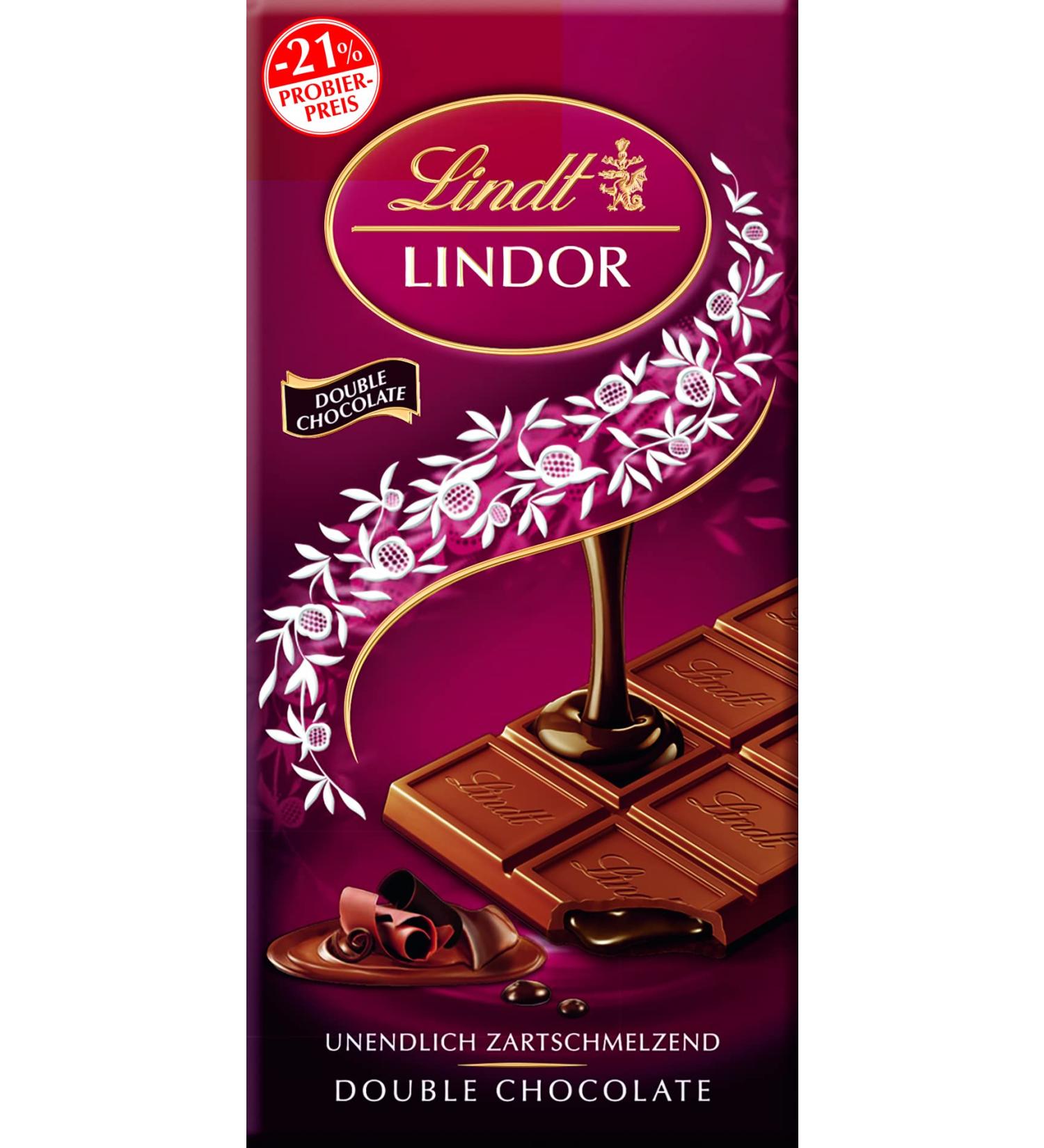 Lindt Double Chocolate 100g - Finest Whole Milk Chocolate with Dark Filling | Premium Chocolate Gift Promotion - Buy Online on GoSupps.com