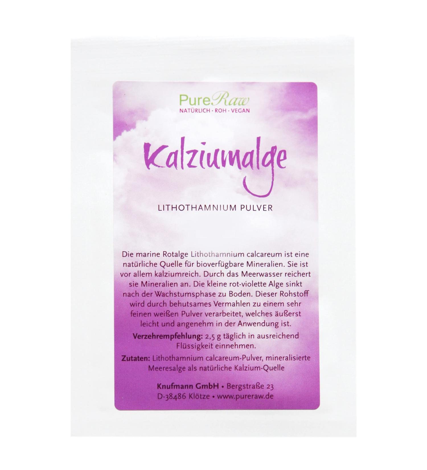 Pureeraw Calcium Algae Powder - Natural Lithothamnium Calcareum Calcium Carbonate - Bioavailable Calcium & Magnesium - 3G (1 Pack) for Optimal Health - Buy Online on GoSupps.com