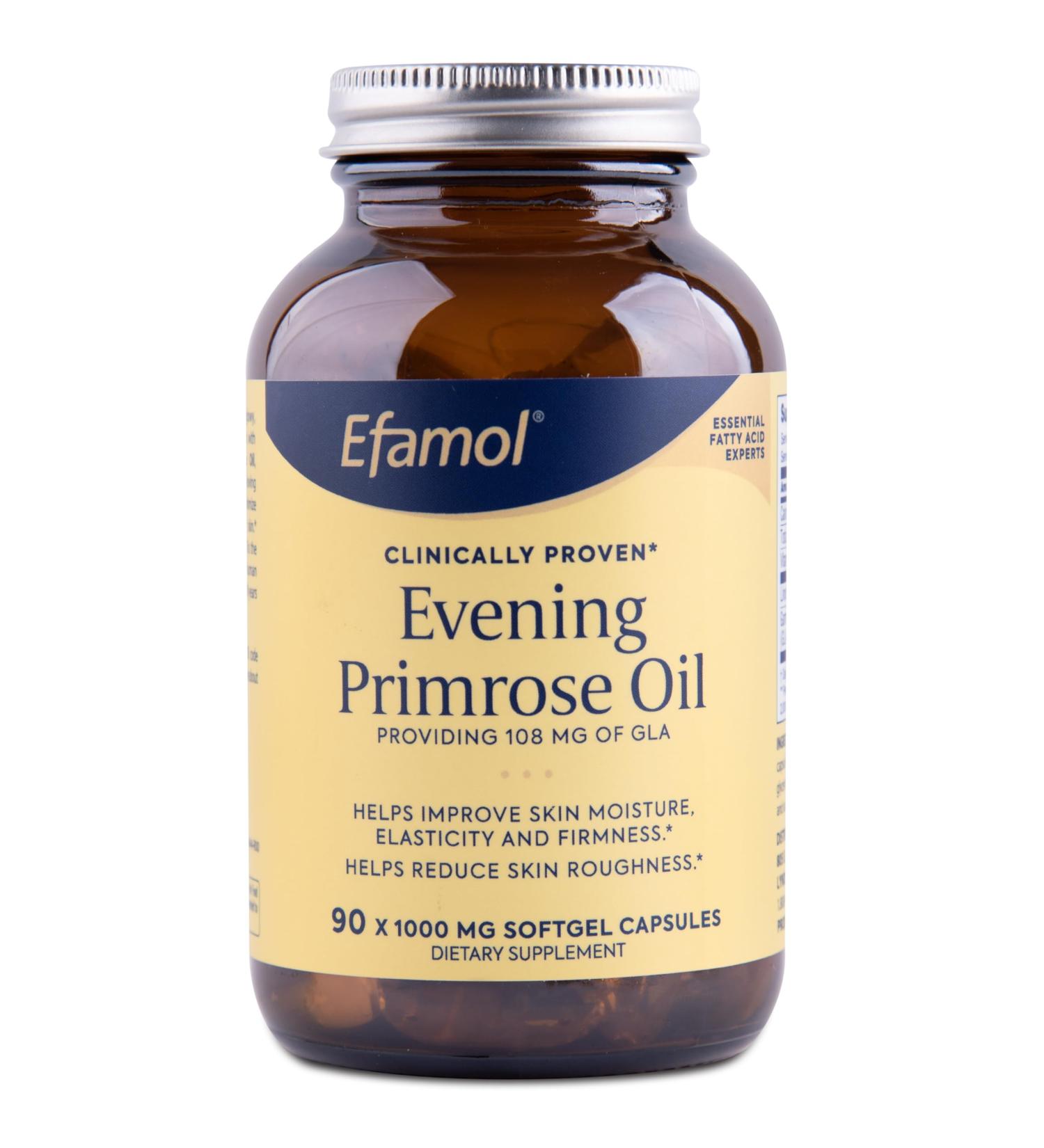 Efamol Pure Evening Primrose Oil - Natural Skin Supplement - Aids with Skin Firmness Hydration Wrinkles & Smoothness - with Omega-6 GLA - 90 Softgels 90 Count (Pack of 1) - Buy Online on GoSupps.com