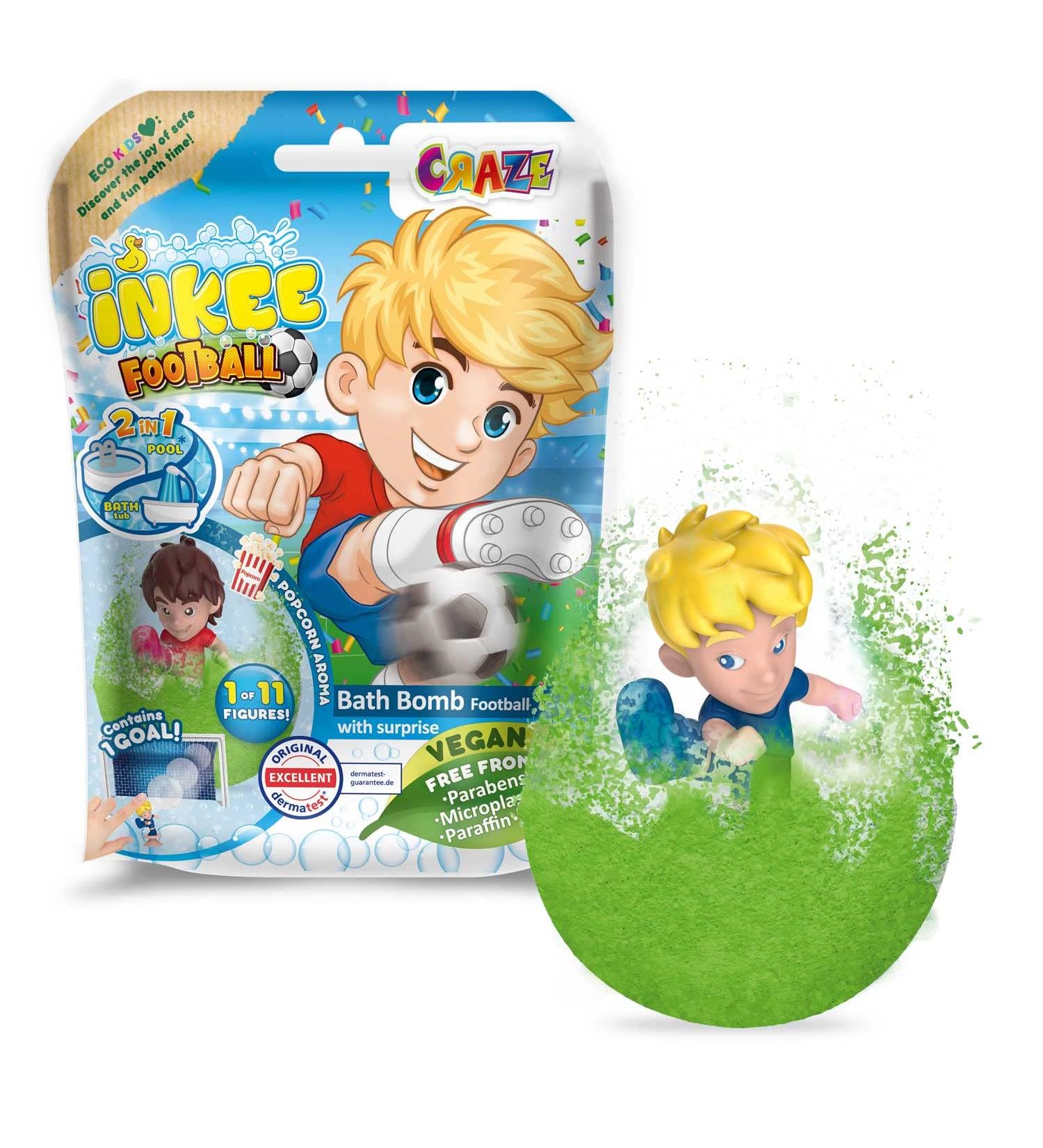 Inkee Surprise Football Bath Ball | Fun Children's Toy with Suction Cup Player | Popcorn Fragrance | 1 Pack Dermatologically Tested - Buy Online on GoSupps.com