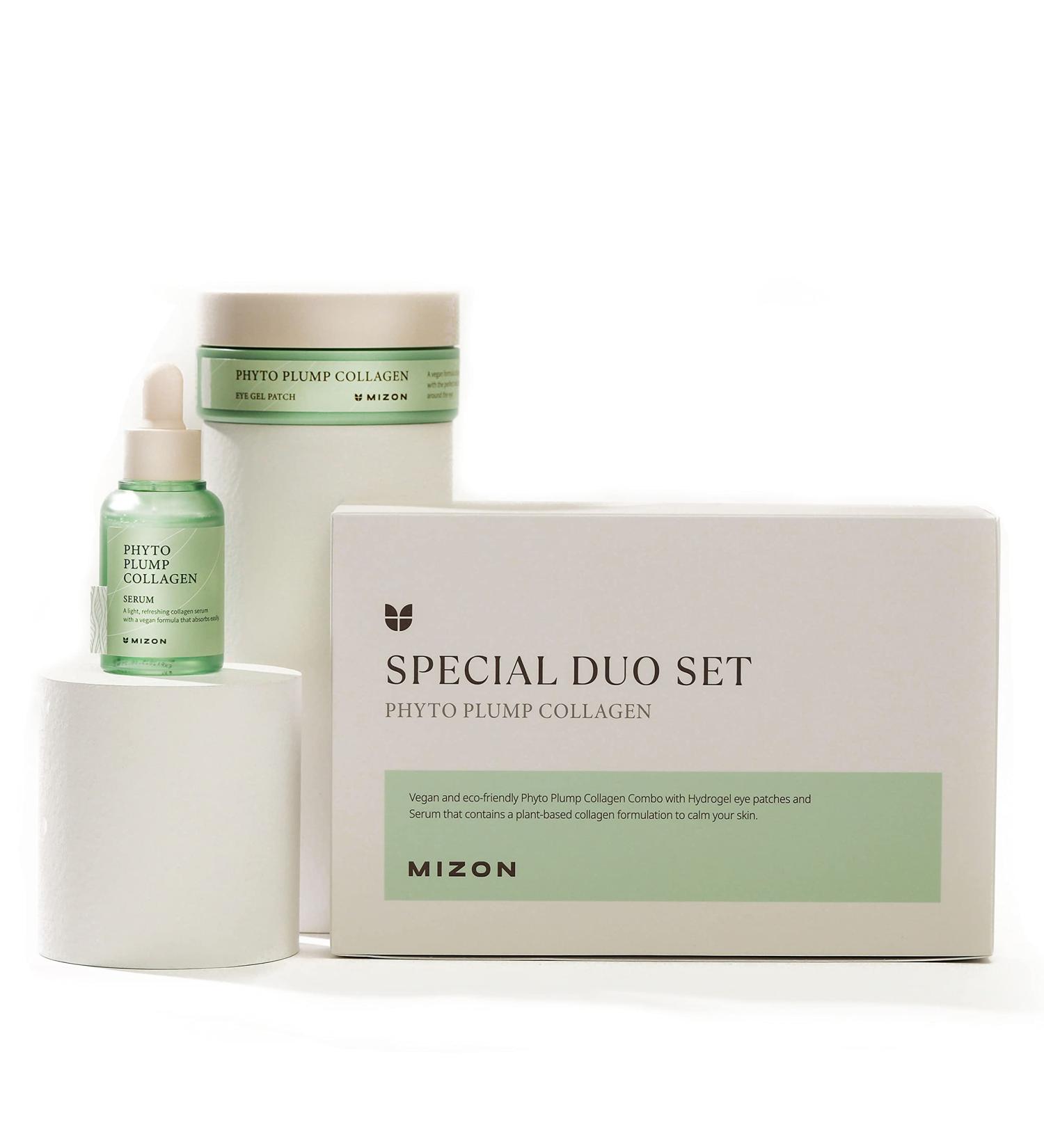 MIZON Phyto Plump Collagen Duo Set | Vegan Eye Gel Patch & Serum | Korean Skincare Essentials - Buy Online on GoSupps.com