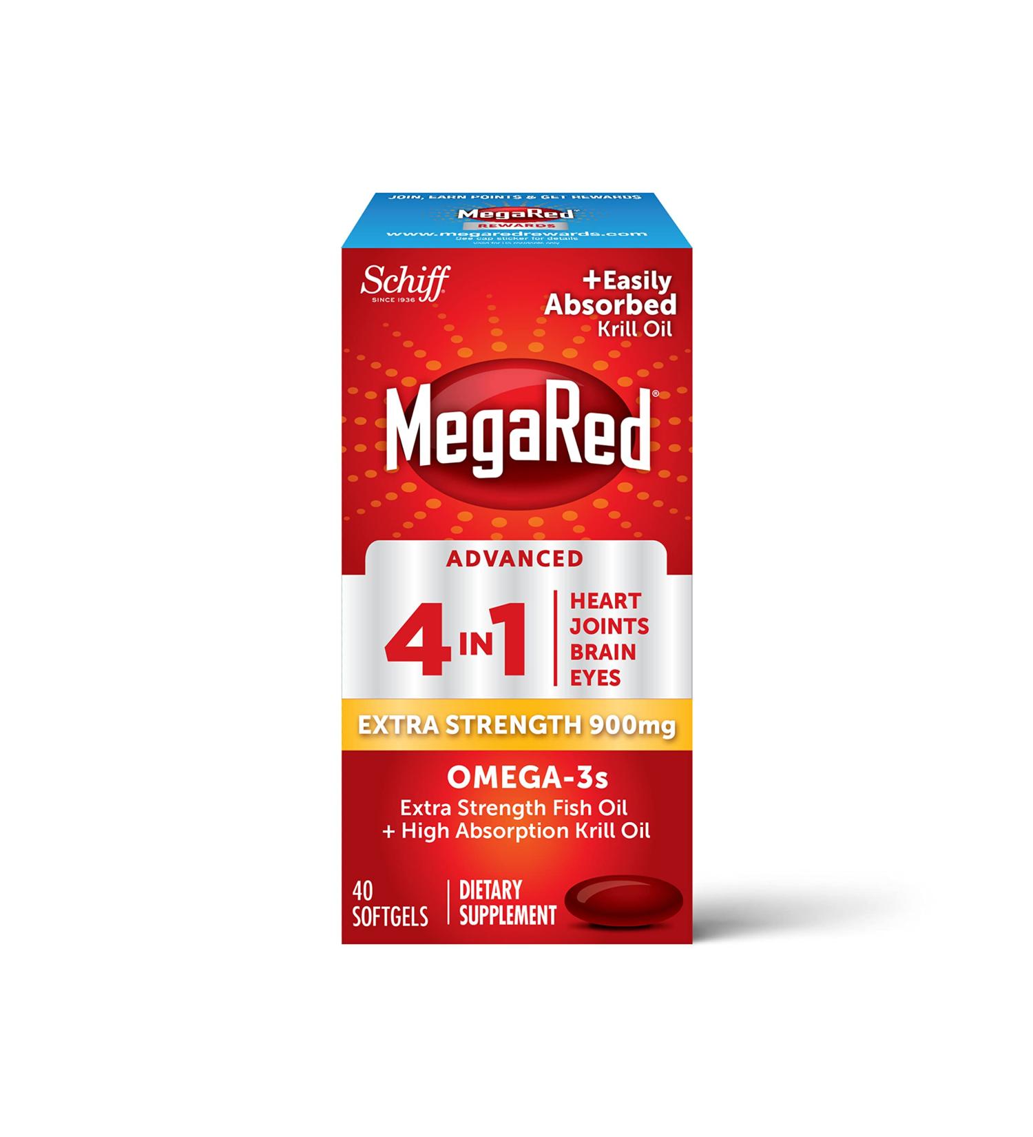 Schiff MegaRed Advanced 4-in-1 Omega-3s Extra Strength 900 mg - 40 Softgels - Buy Online on GoSupps.com